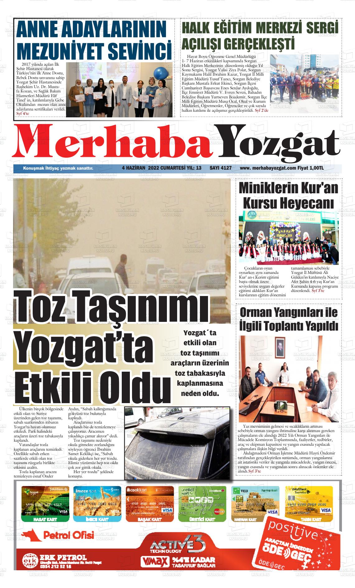 04 Haziran 2022 Merhaba Yozgat Gazete Manşeti