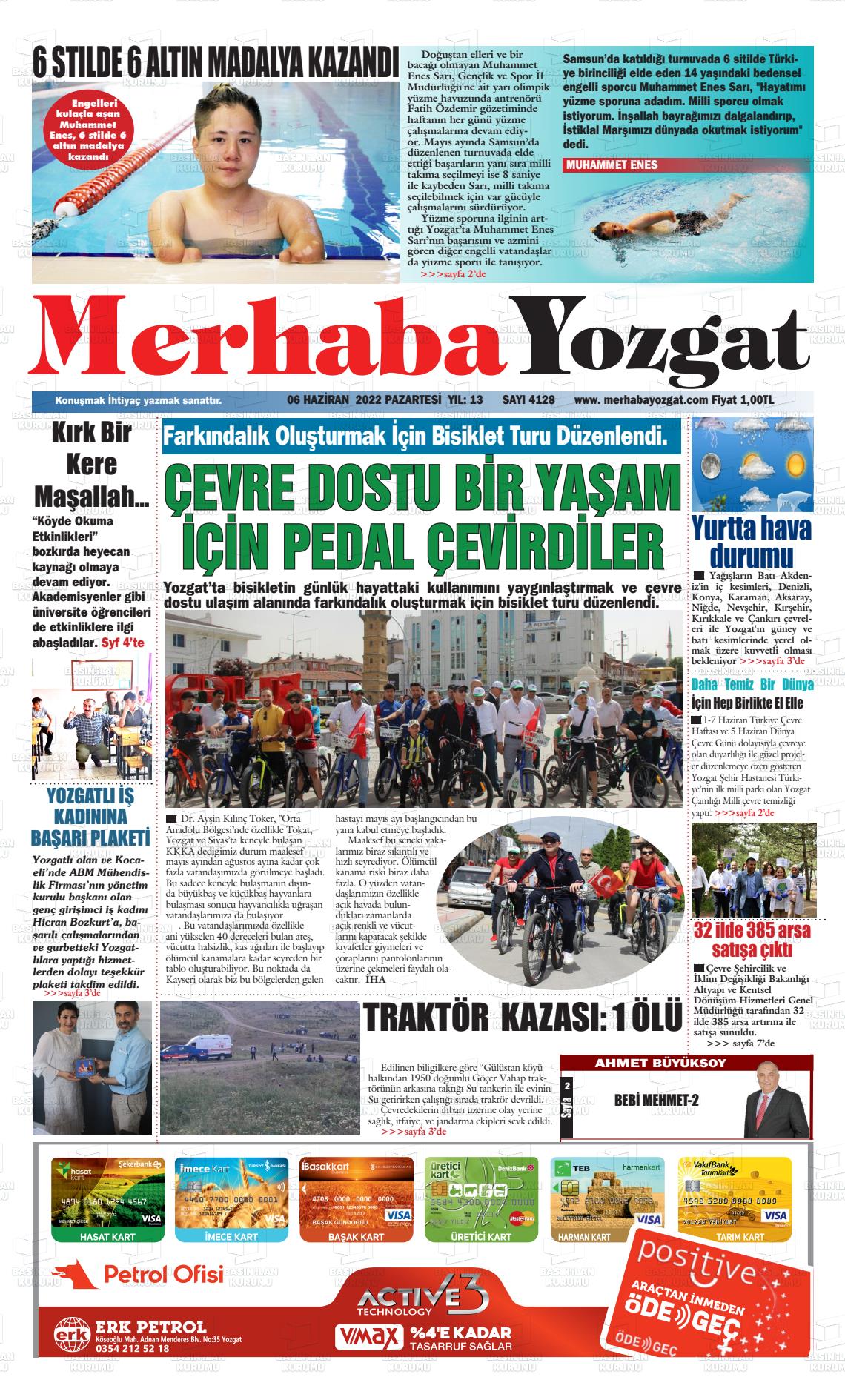 06 Haziran 2022 Merhaba Yozgat Gazete Manşeti