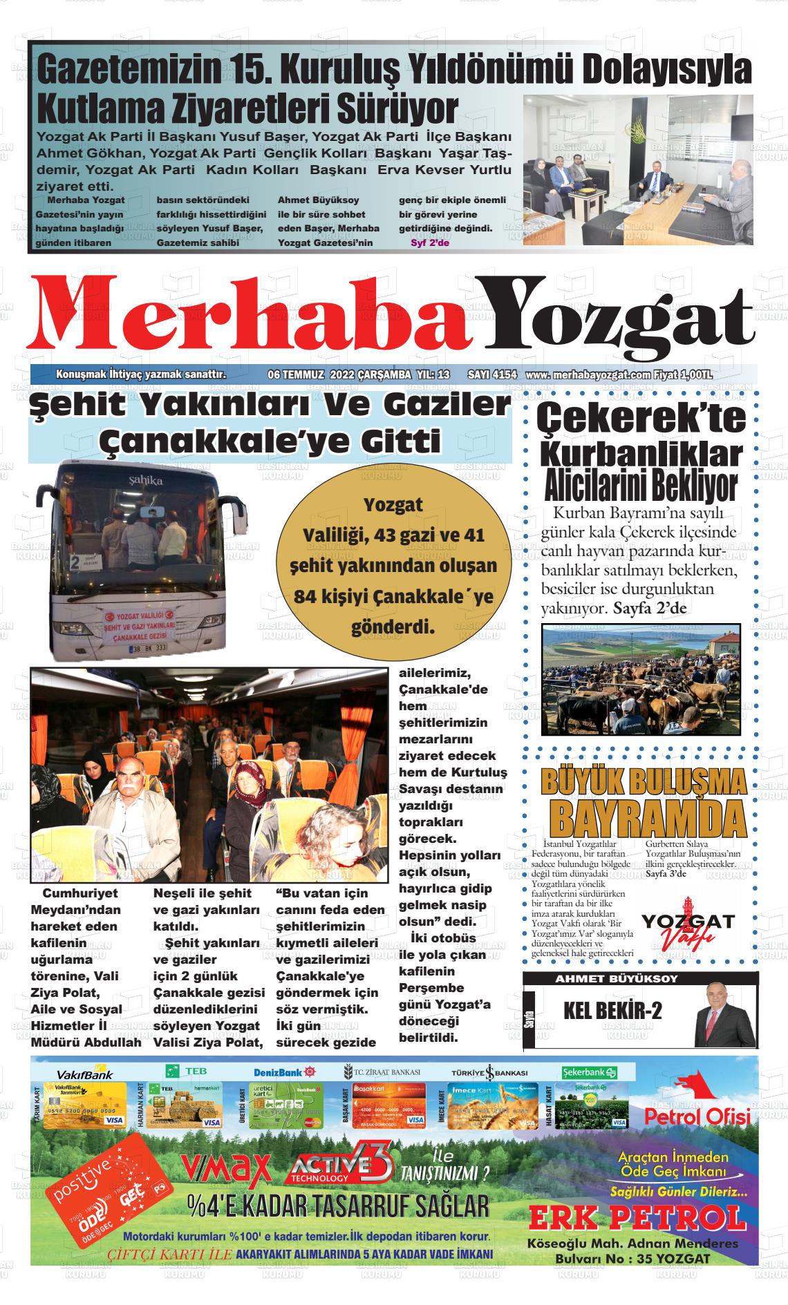 06 Temmuz 2022 Merhaba Yozgat Gazete Manşeti