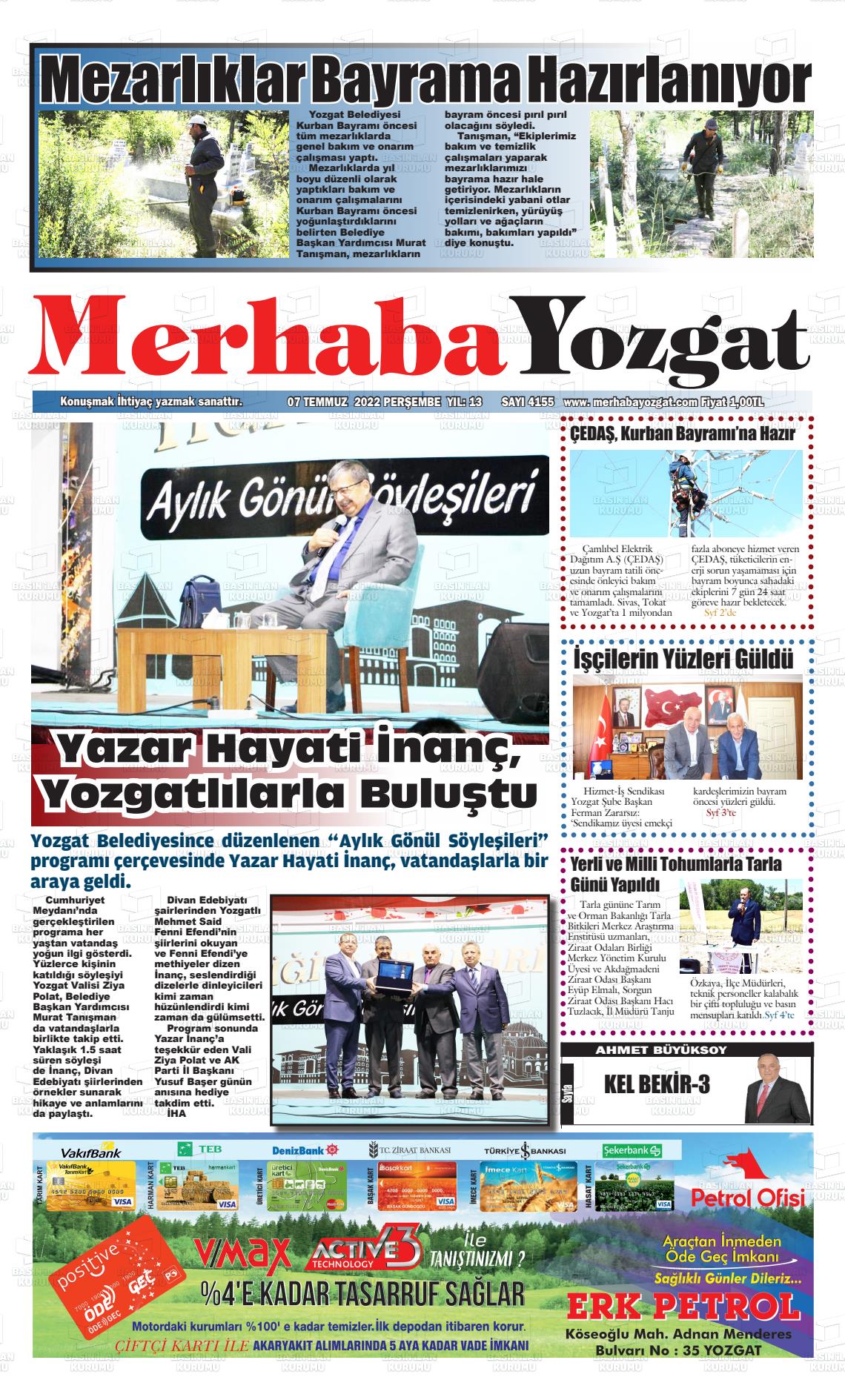 04 Eylül 2022 Merhaba Yozgat Gazete Manşeti