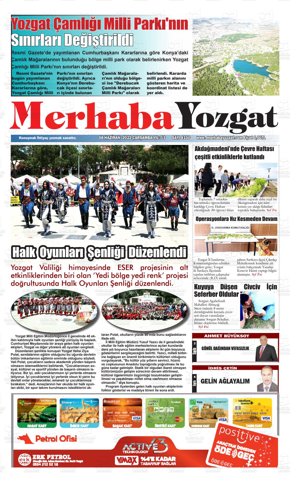 08 Haziran 2022 Merhaba Yozgat Gazete Manşeti