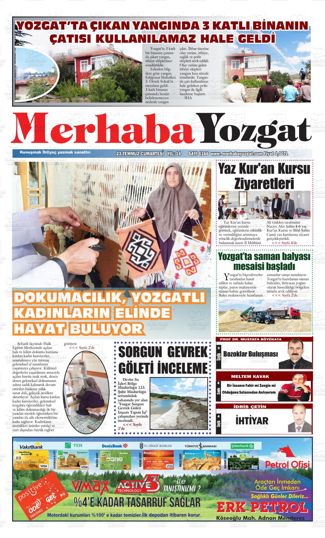 20 Eylül 2022 Merhaba Yozgat Gazete Manşeti