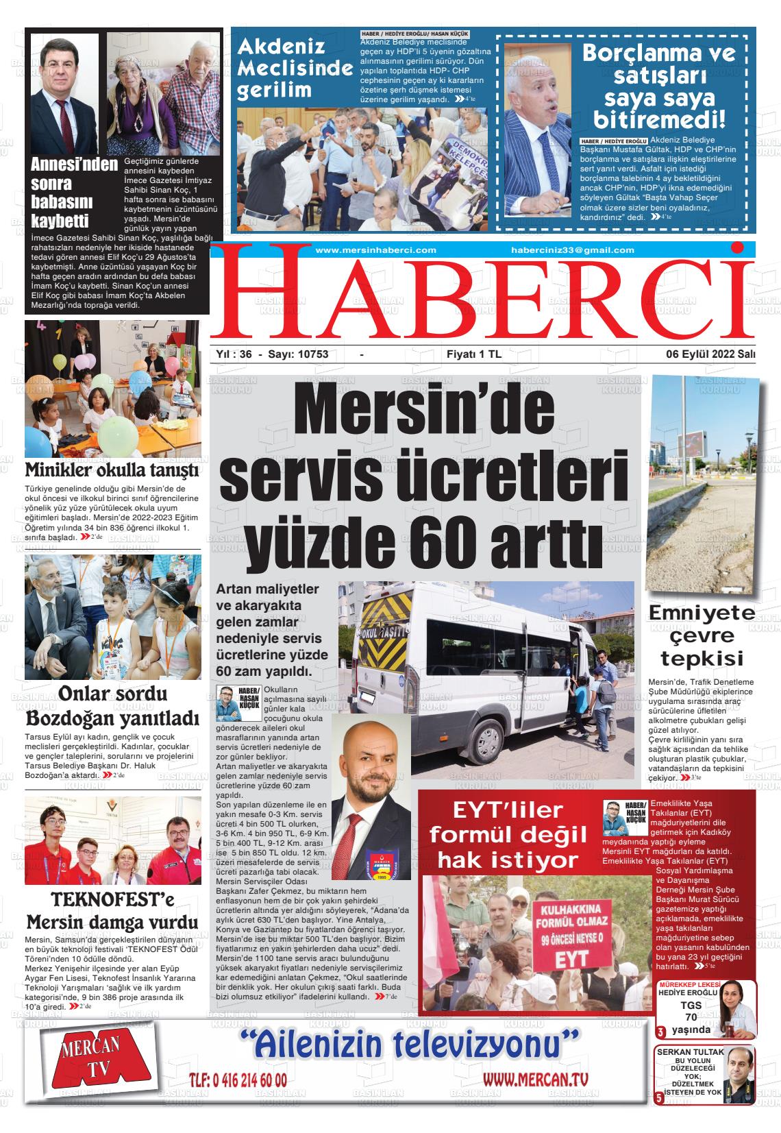 04 Kasım 2022 Mersin Haberci Gazete Manşeti