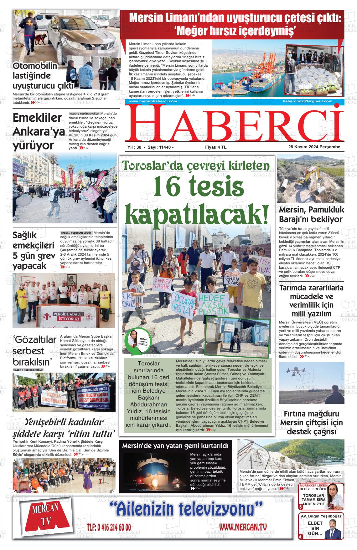 05 Aralık 2024 Mersin Haberci Gazete Manşeti