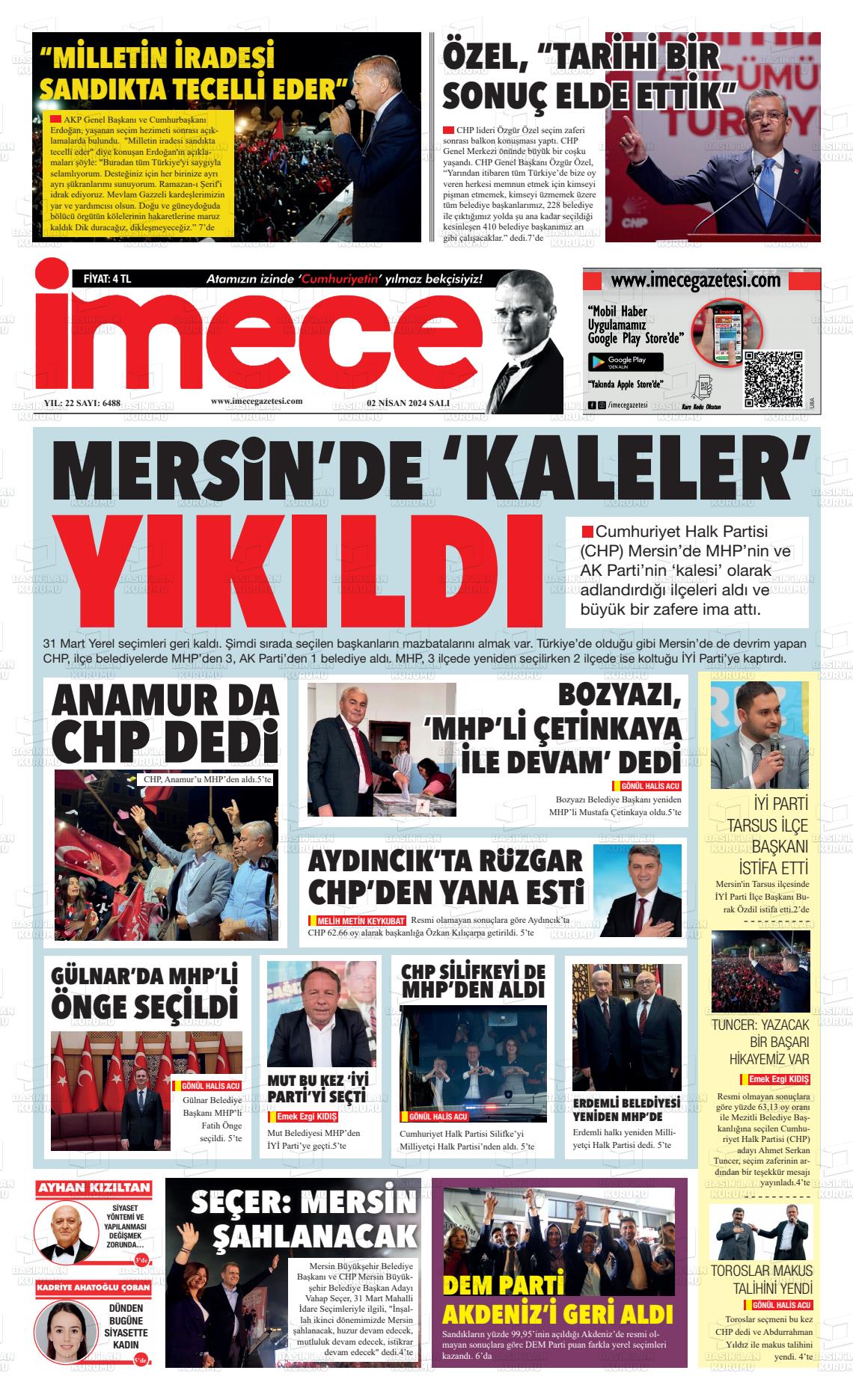 02 Nisan 2024 İmece Gazete Manşeti