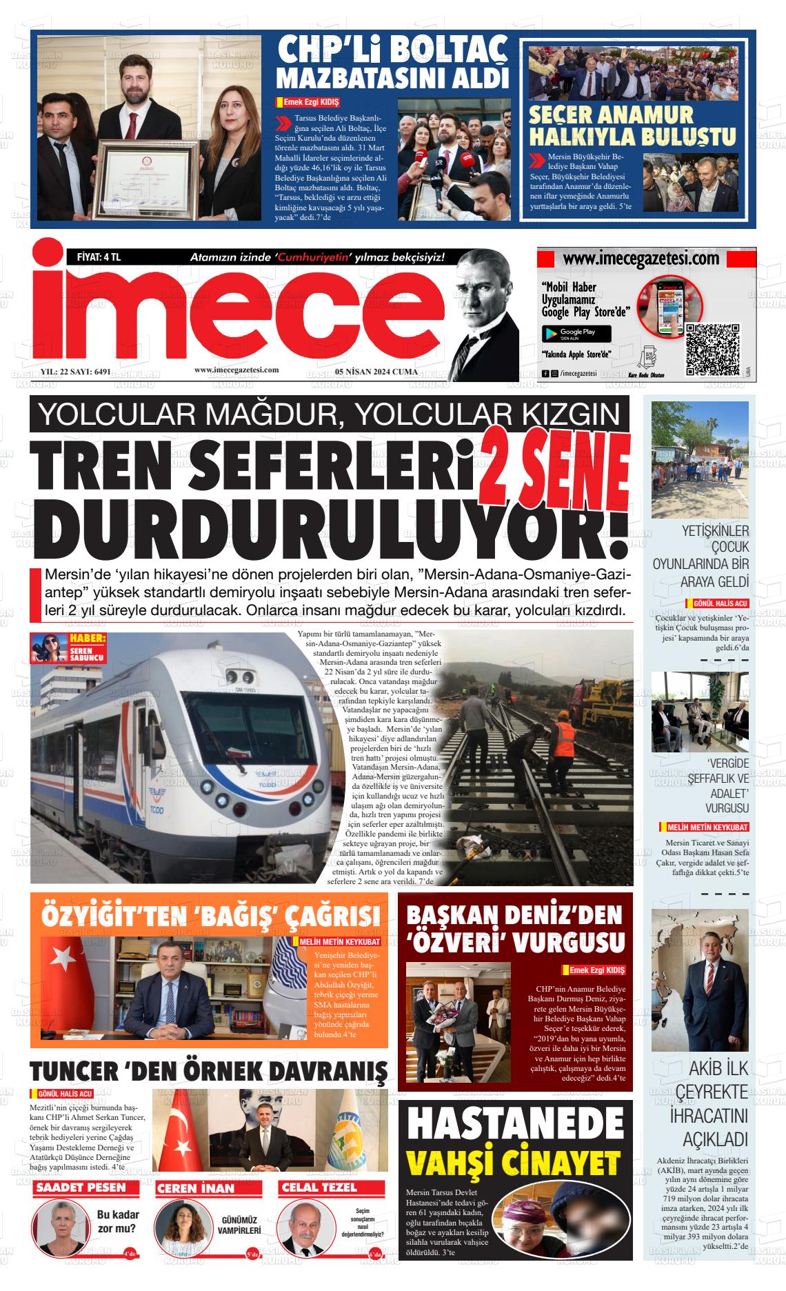 05 Nisan 2024 İmece Gazete Manşeti