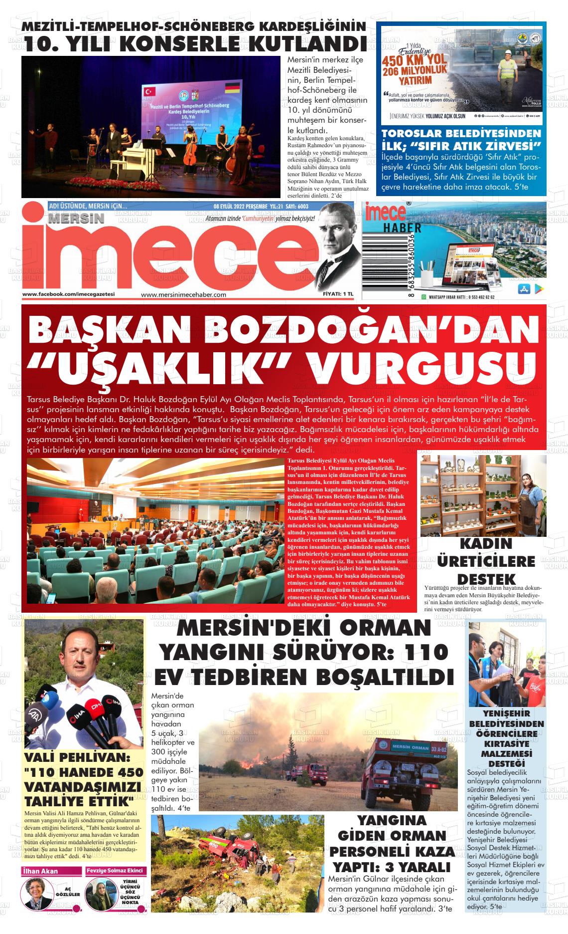 06 Kasım 2022 İmece Gazete Manşeti