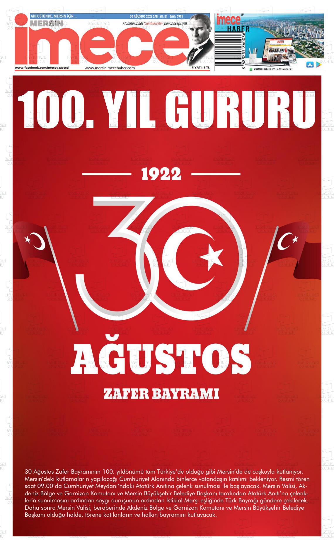 30 Ağustos 2022 İmece Gazete Manşeti