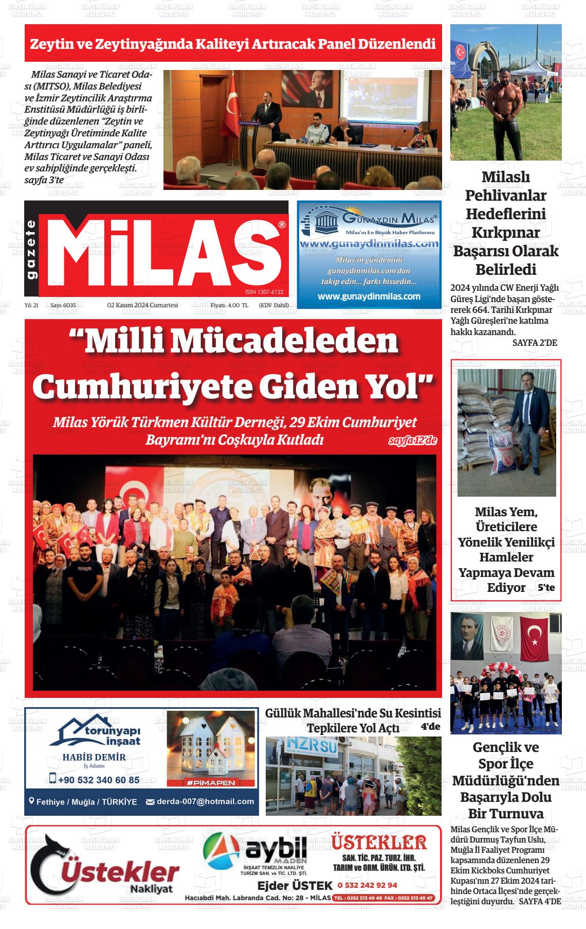 02 Kasım 2024 Gazete Milas Gazete Manşeti