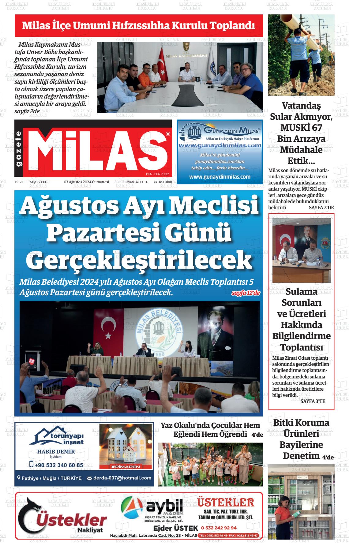 03 Ağustos 2024 Gazete Milas Gazete Manşeti