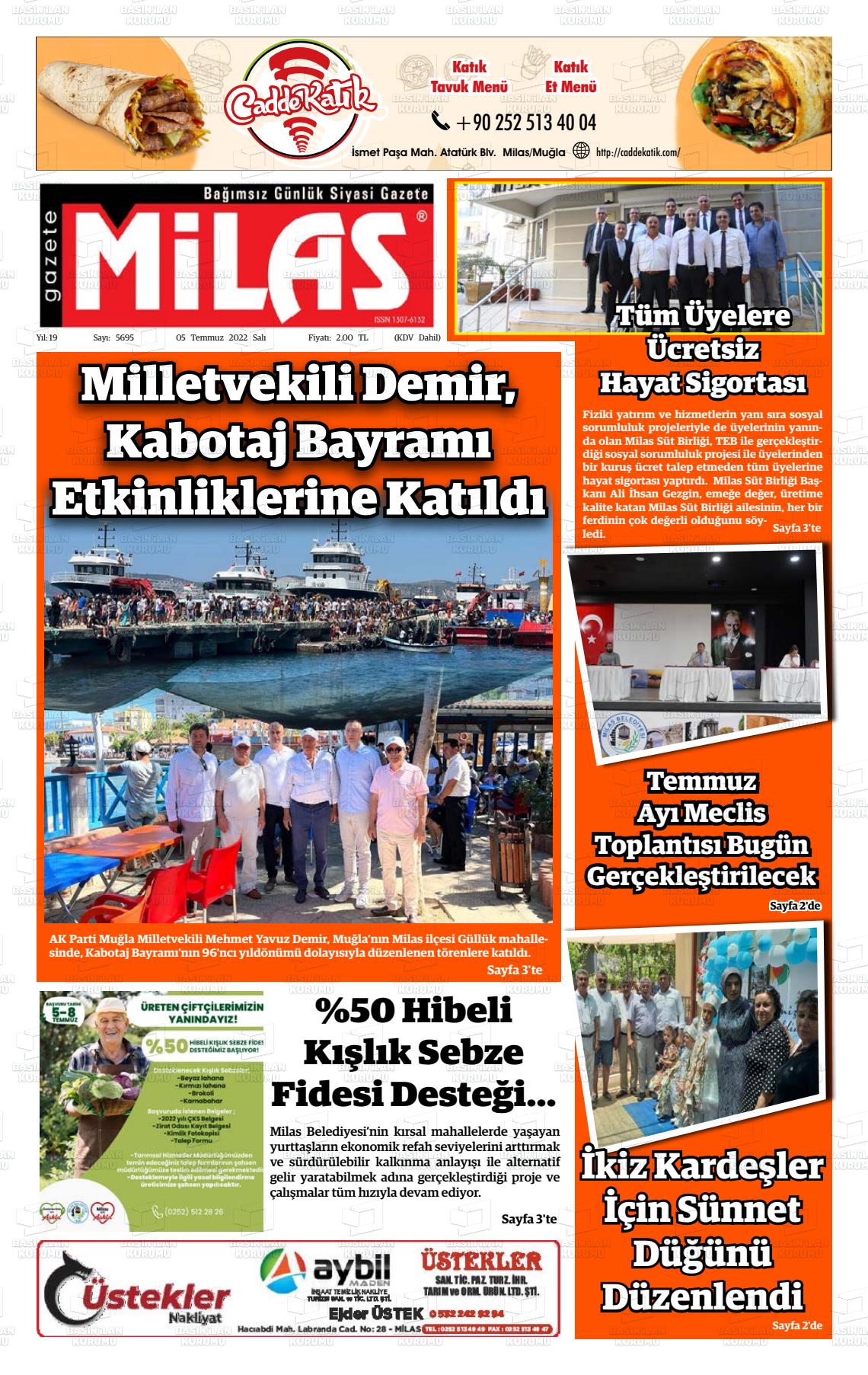 05 Temmuz 2022 Gazete Milas Gazete Manşeti