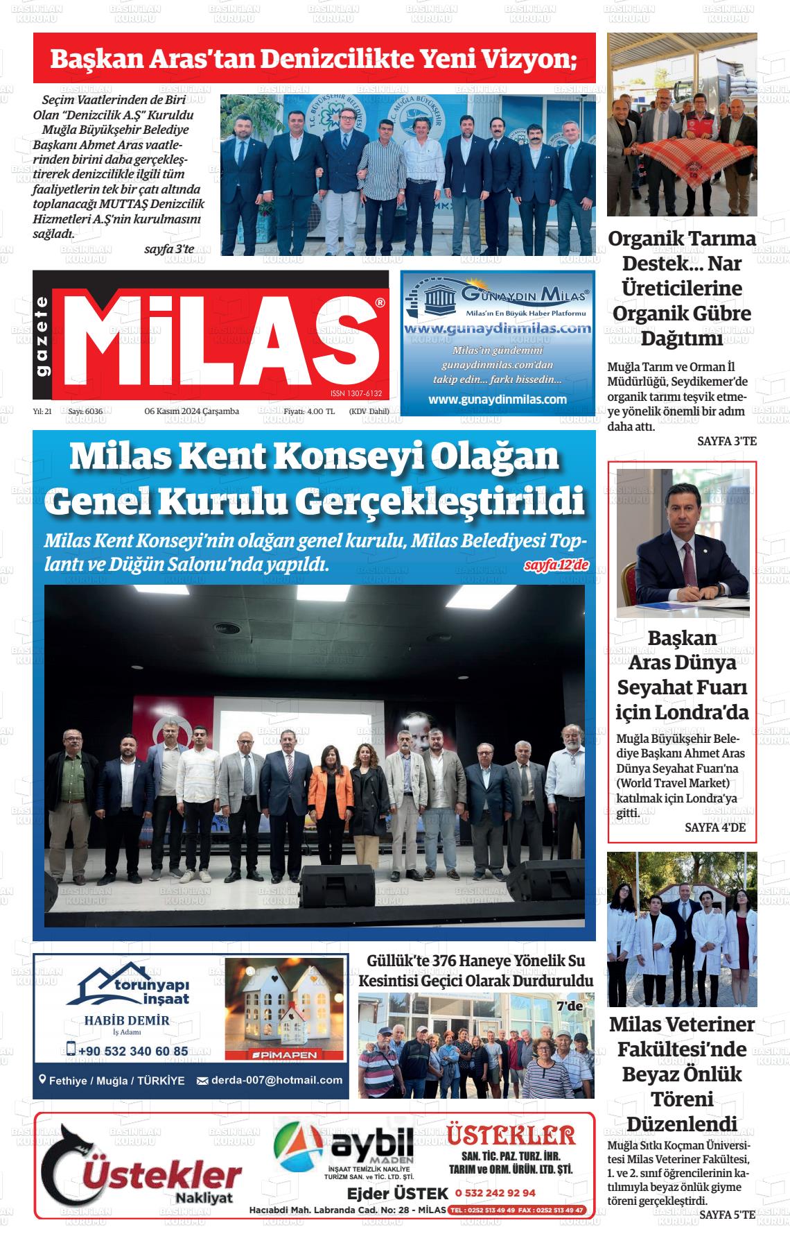 06 Kasım 2024 Gazete Milas Gazete Manşeti