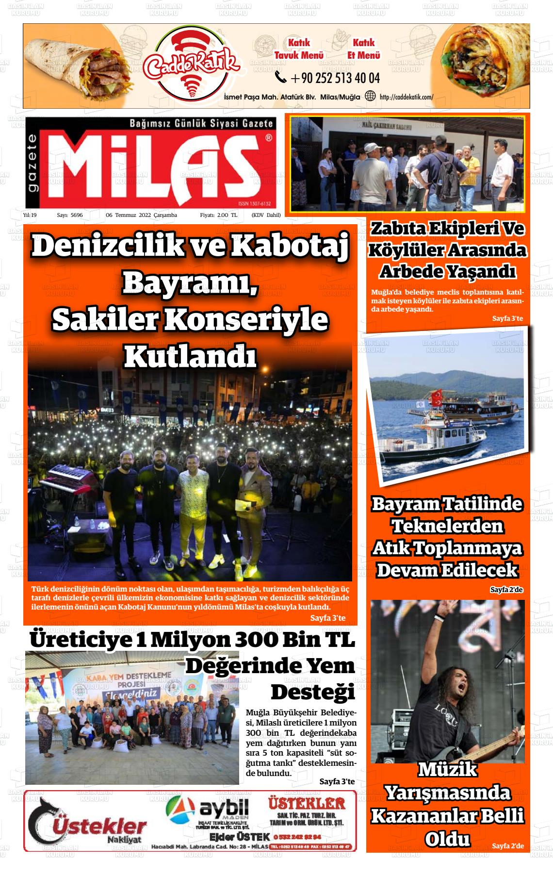 06 Temmuz 2022 Gazete Milas Gazete Manşeti