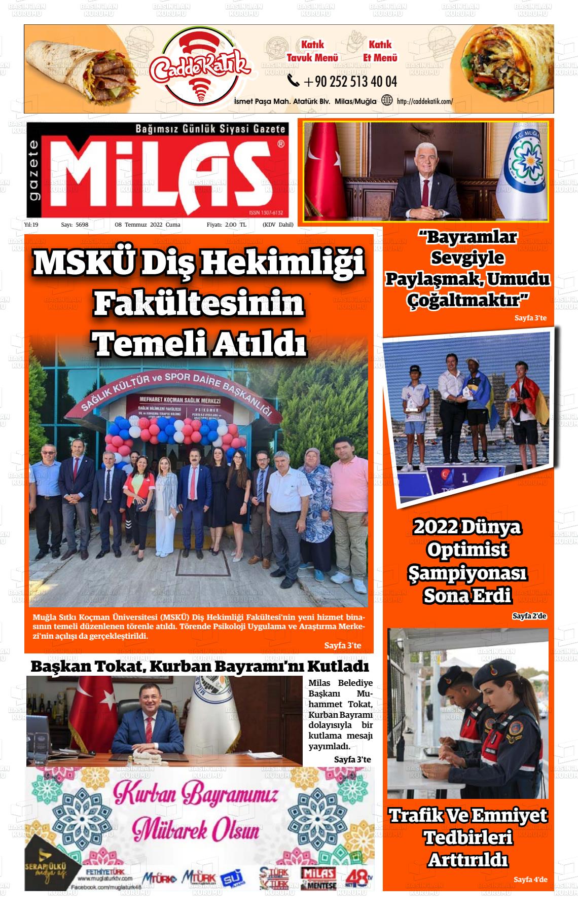08 Temmuz 2022 Gazete Milas Gazete Manşeti