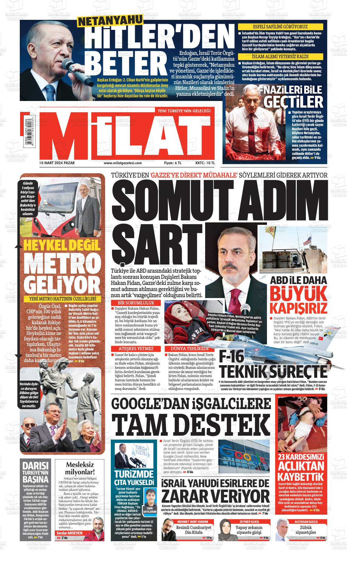 10 Mart 2024 Milat Gazete Manşeti