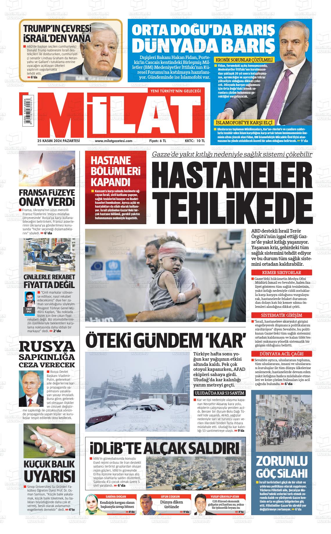 25 Kasım 2024 Milat Gazete Manşeti