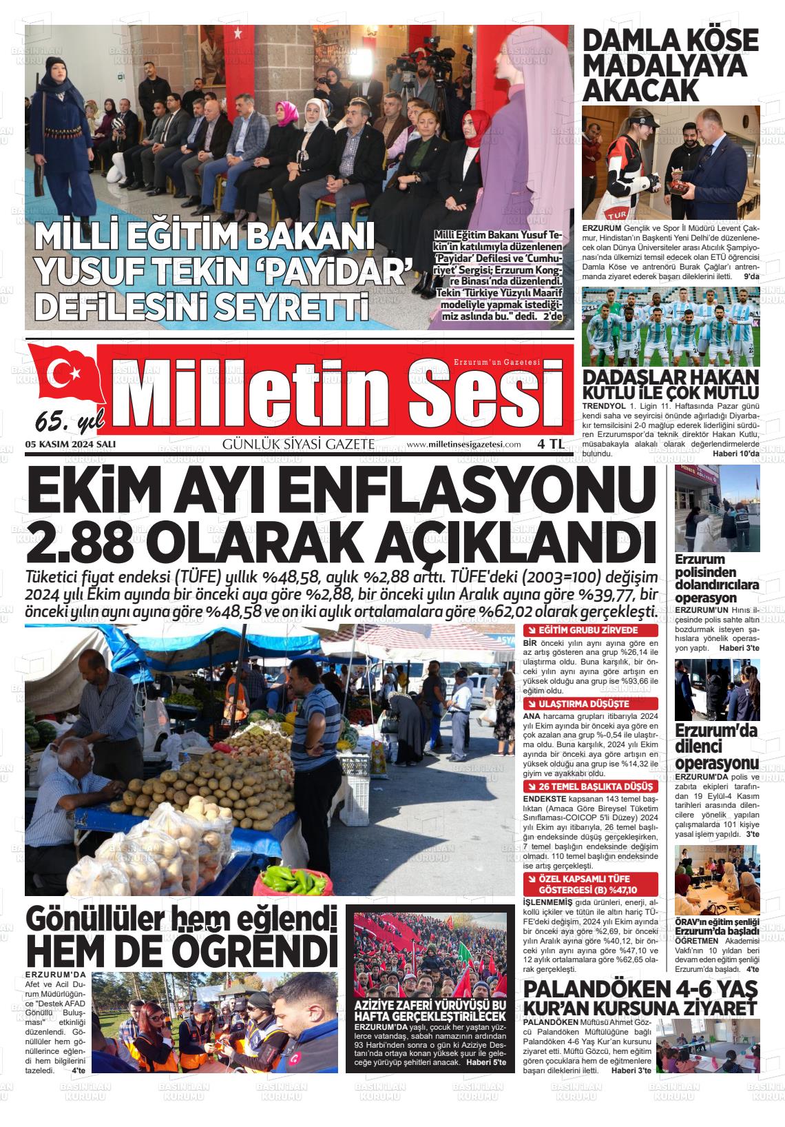 05 Kasım 2024 Milletin Sesi Gazete Manşeti