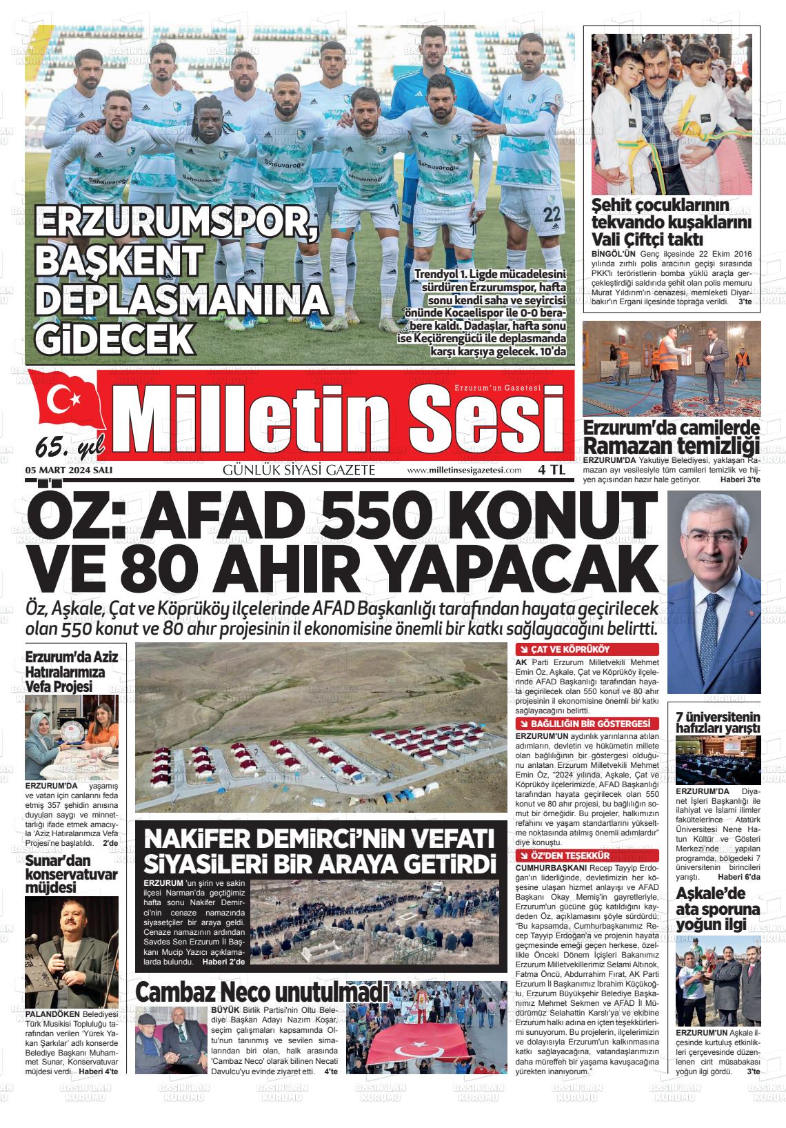 07 Mart 2024 Milletin Sesi Gazete Manşeti