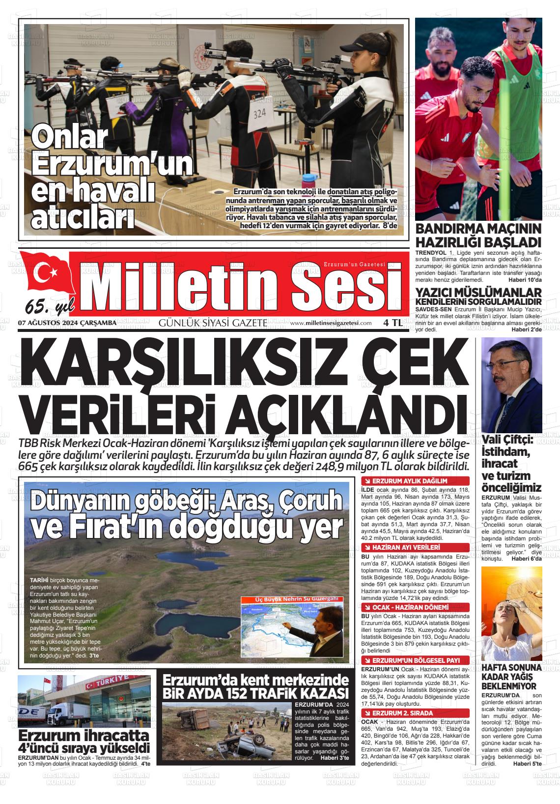 07 Ağustos 2024 Milletin Sesi Gazete Manşeti