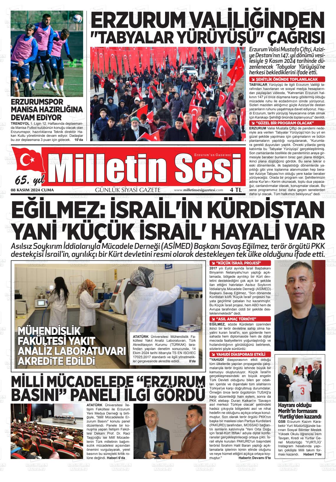 08 Kasım 2024 Milletin Sesi Gazete Manşeti