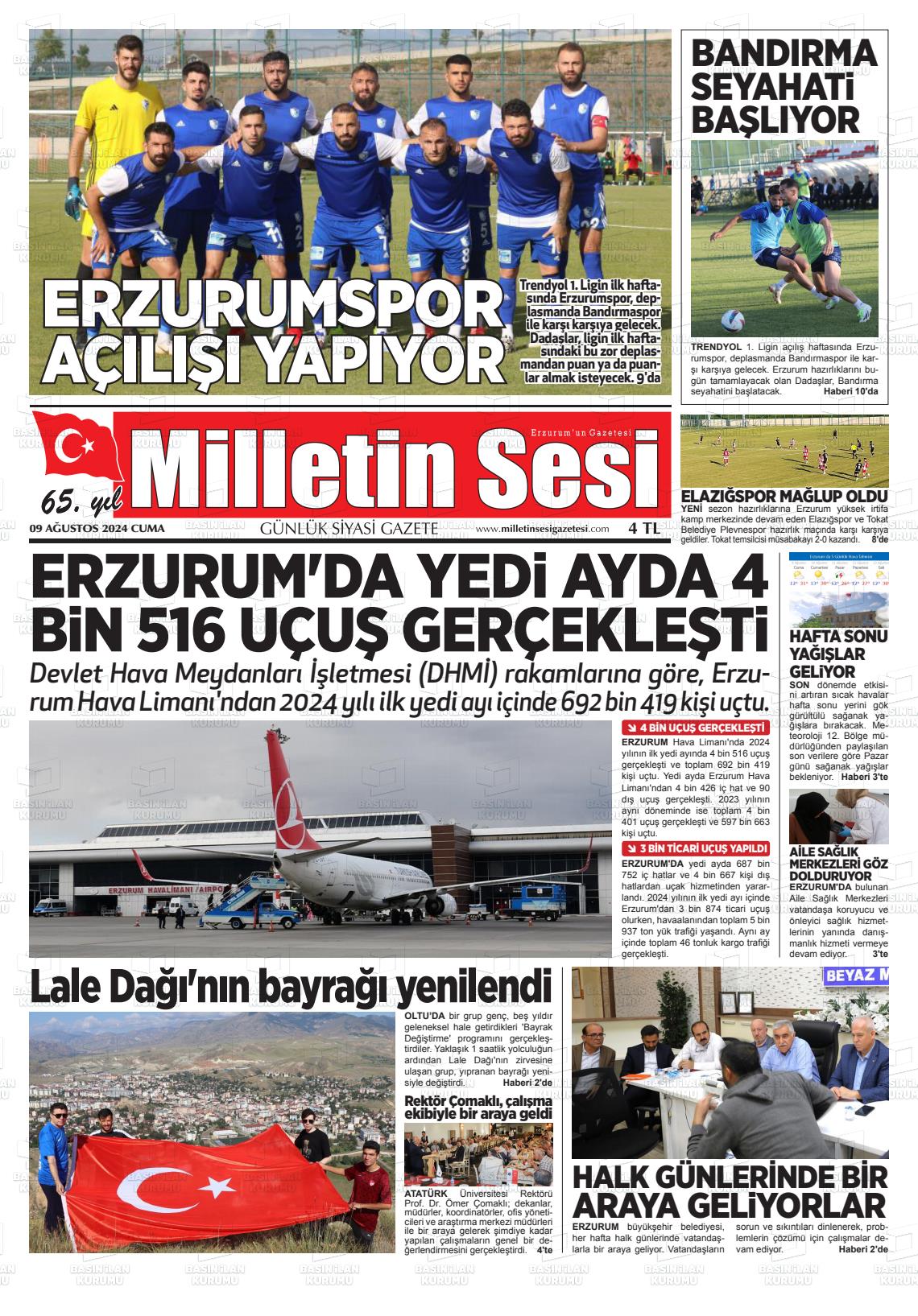 09 Ağustos 2024 Milletin Sesi Gazete Manşeti