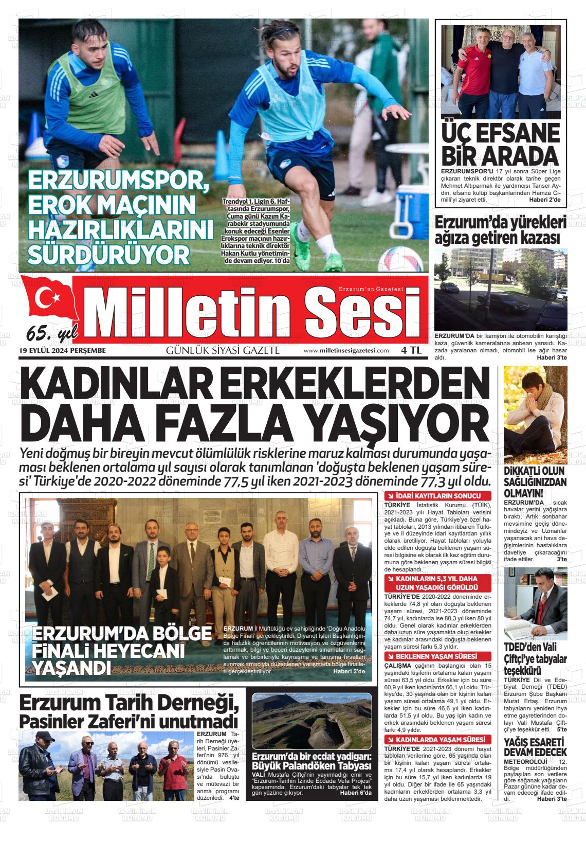 19 Eylül 2024 Milletin Sesi Gazete Manşeti