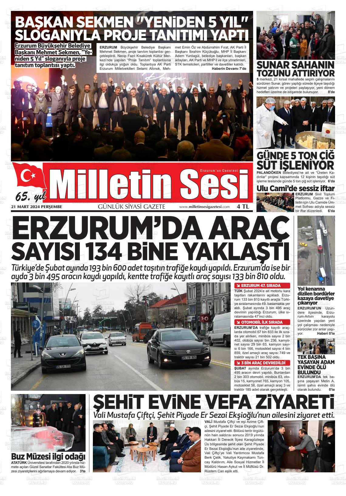 21 Mart 2024 Milletin Sesi Gazete Manşeti