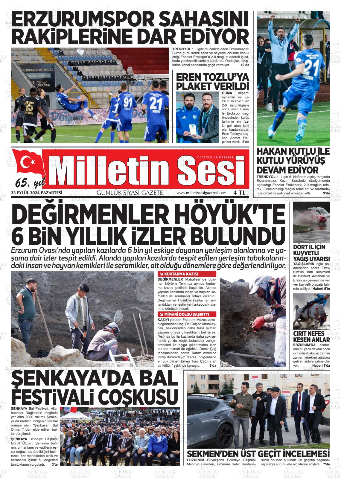 23 Eylül 2024 Milletin Sesi Gazete Manşeti