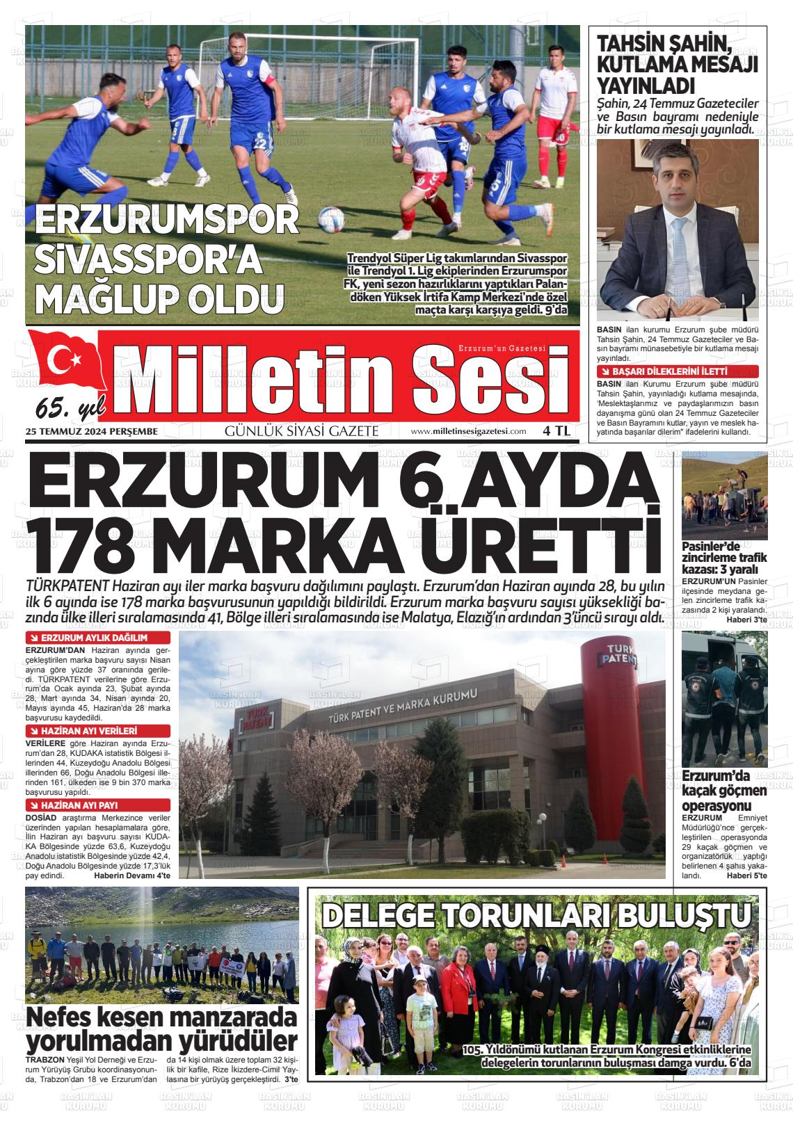 25 Temmuz 2024 Milletin Sesi Gazete Manşeti