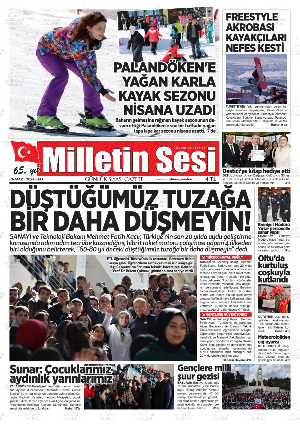 26 Mart 2024 Milletin Sesi Gazete Manşeti