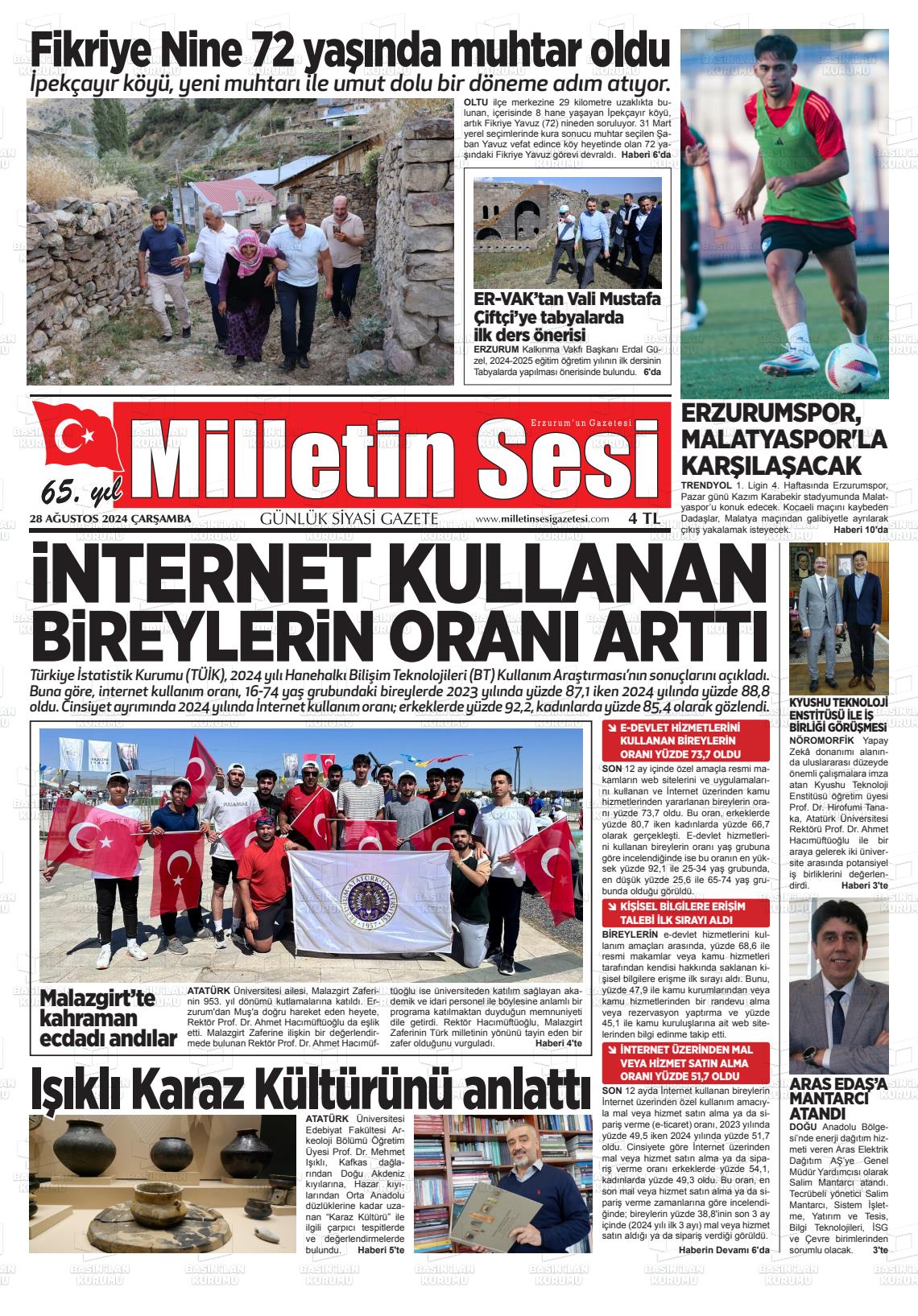 28 Ağustos 2024 Milletin Sesi Gazete Manşeti