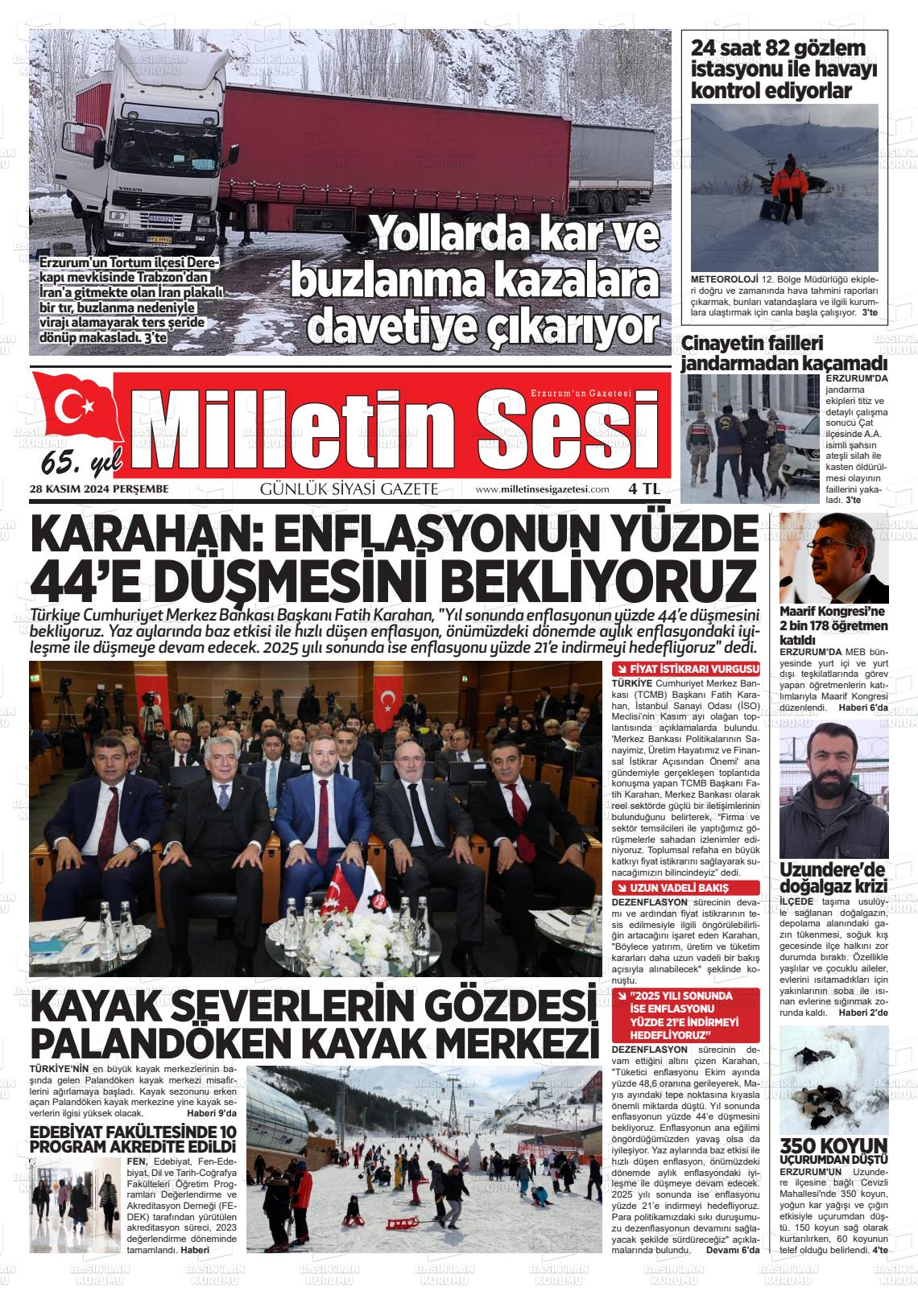 02 Aralık 2024 Milletin Sesi Gazete Manşeti