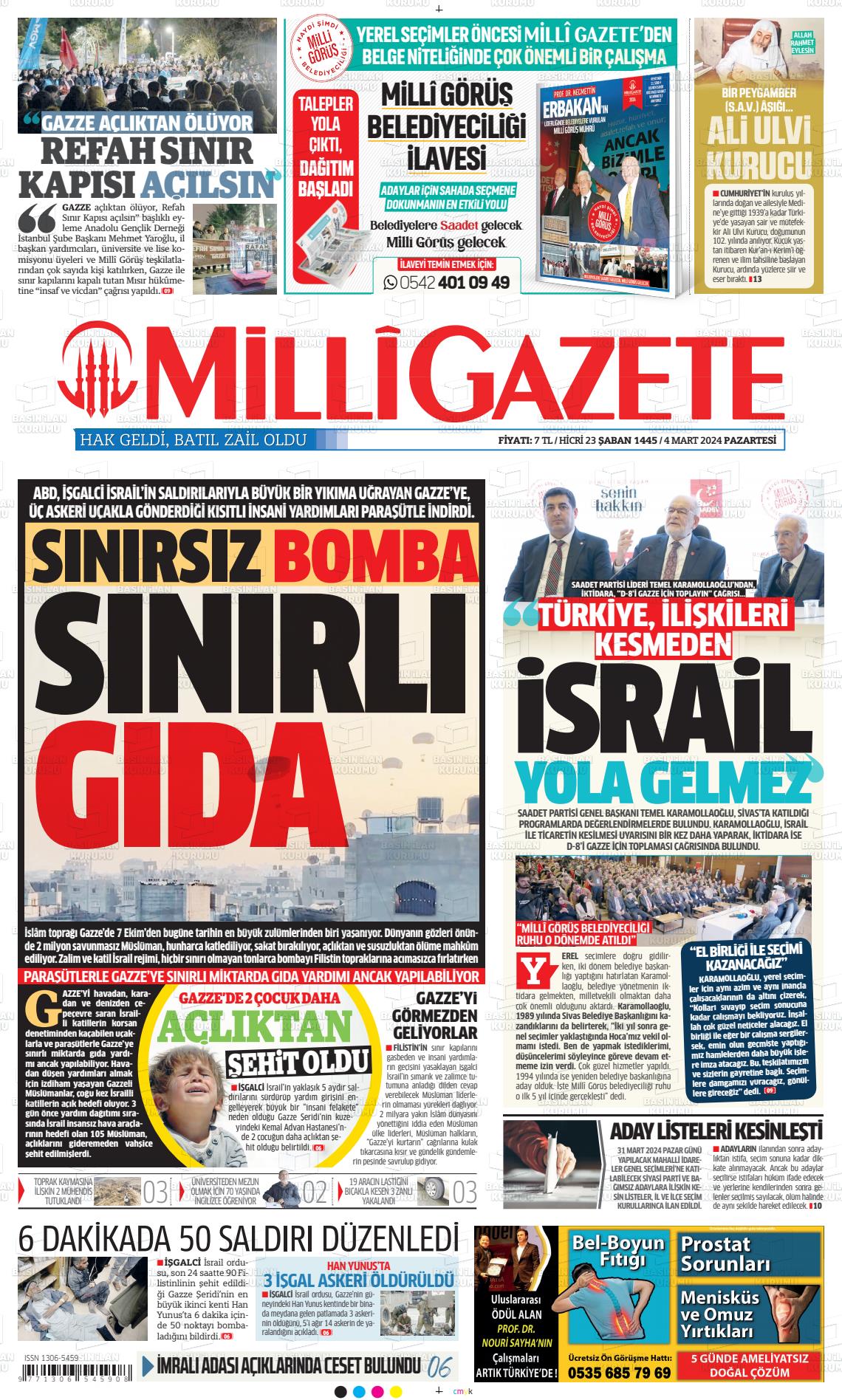 04 Mart 2024 Milli Gazete Gazete Manşeti