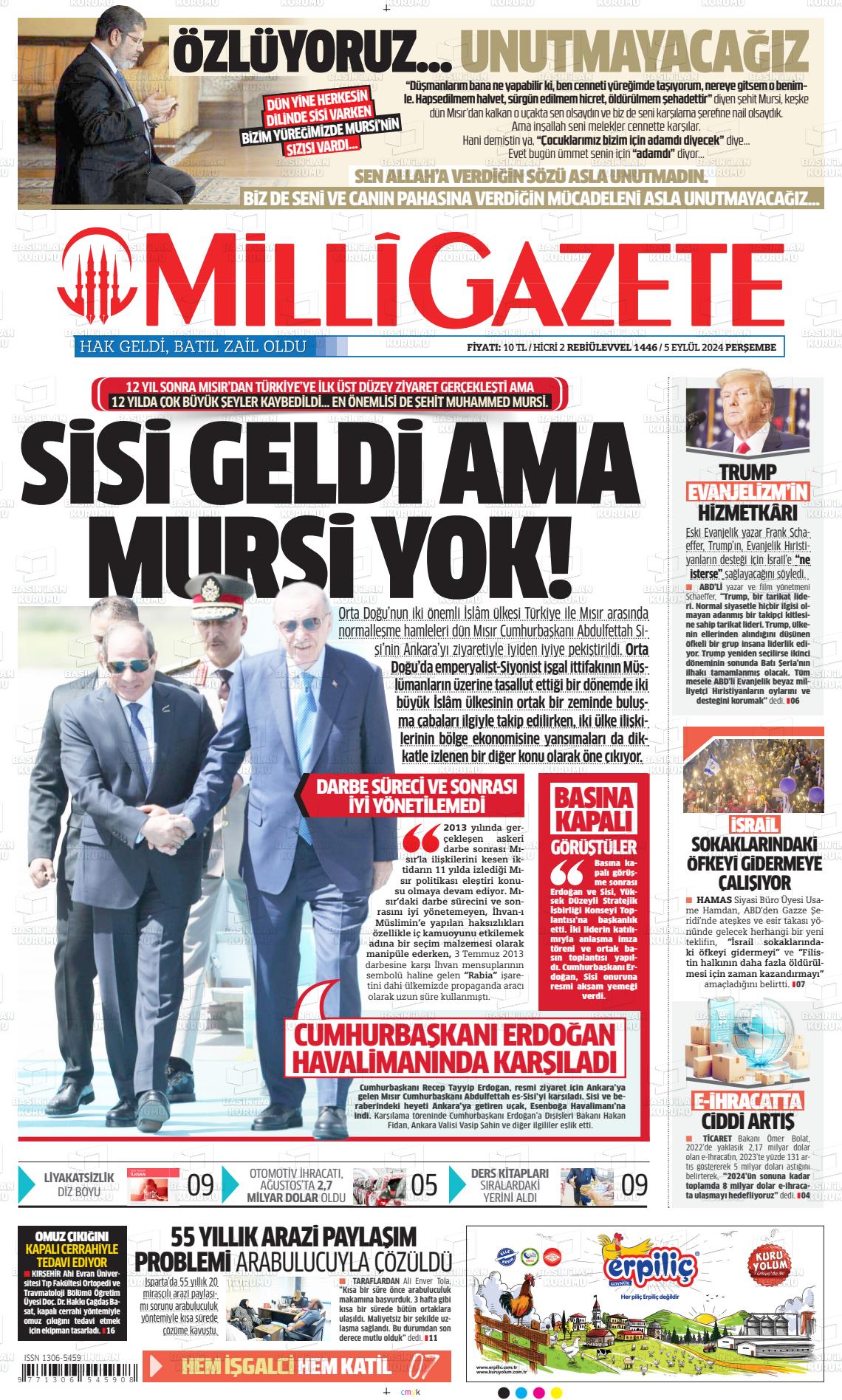 05 Eylül 2024 Milli Gazete Gazete Manşeti