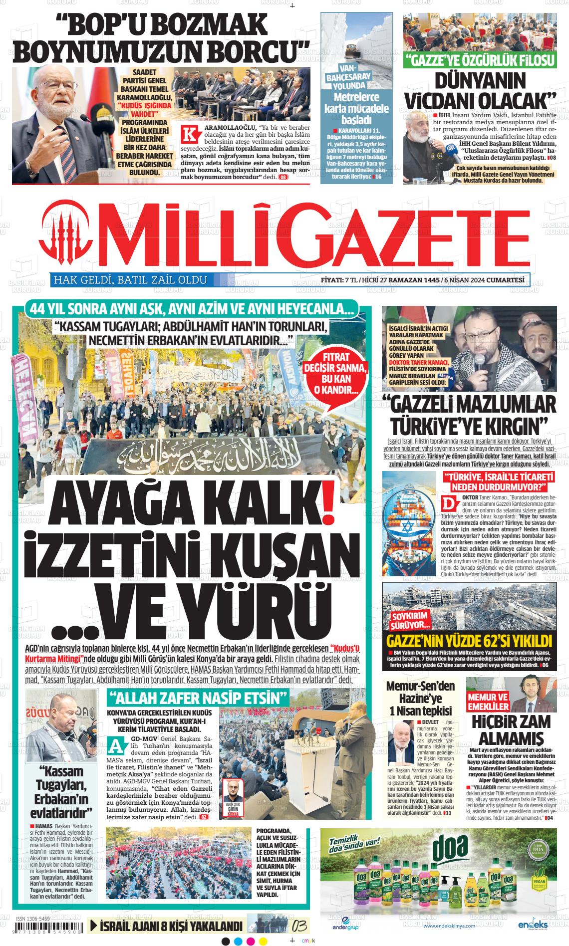 06 Nisan 2024 Milli Gazete Gazete Manşeti