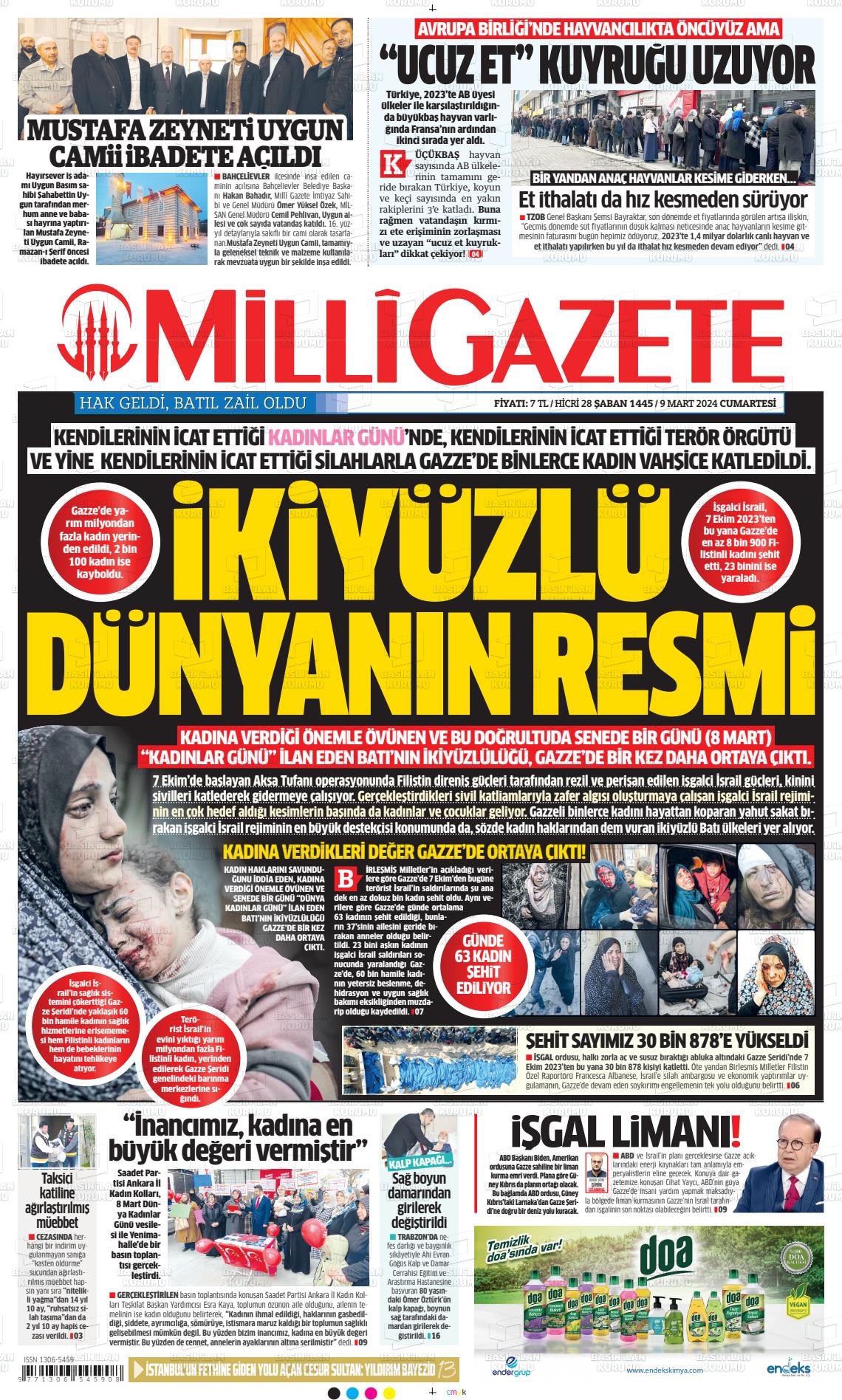 09 Mart 2024 Milli Gazete Gazete Manşeti