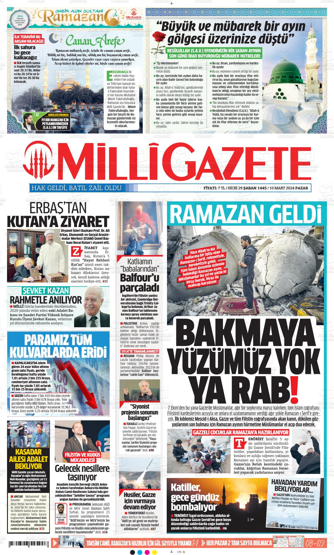 10 Mart 2024 Milli Gazete Gazete Manşeti