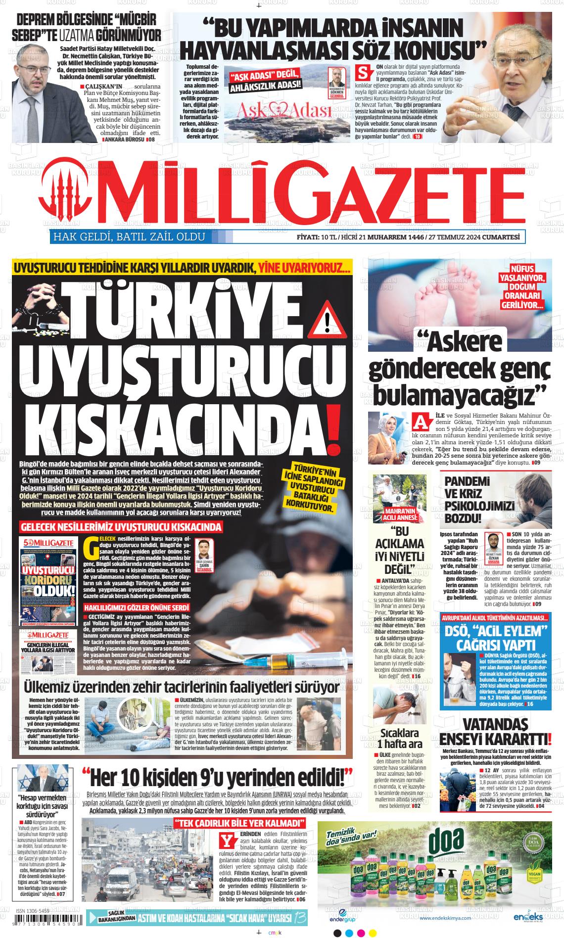 27 Temmuz 2024 Milli Gazete Gazete Manşeti