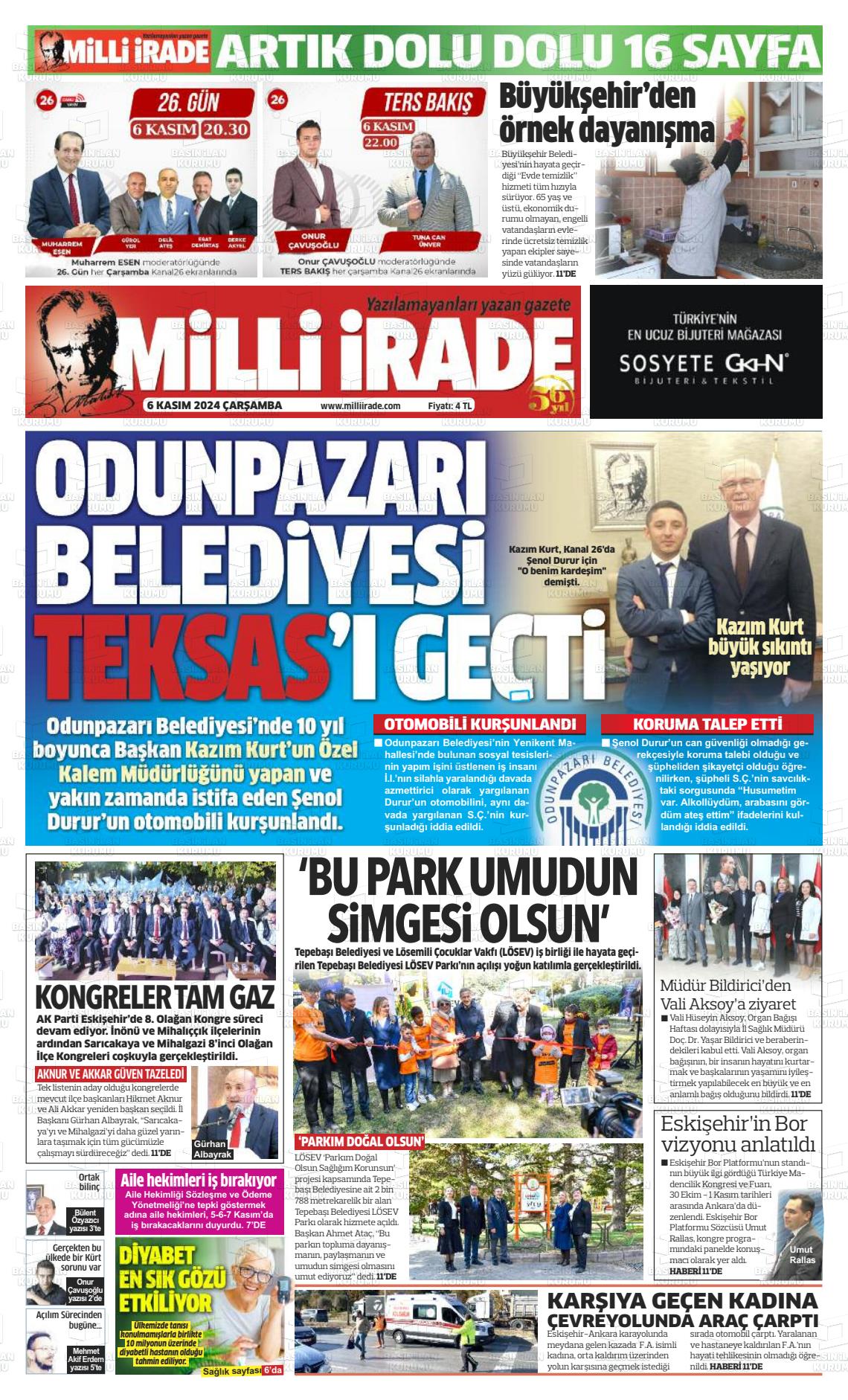 06 Kasım 2024 Milli İrade Gazete Manşeti