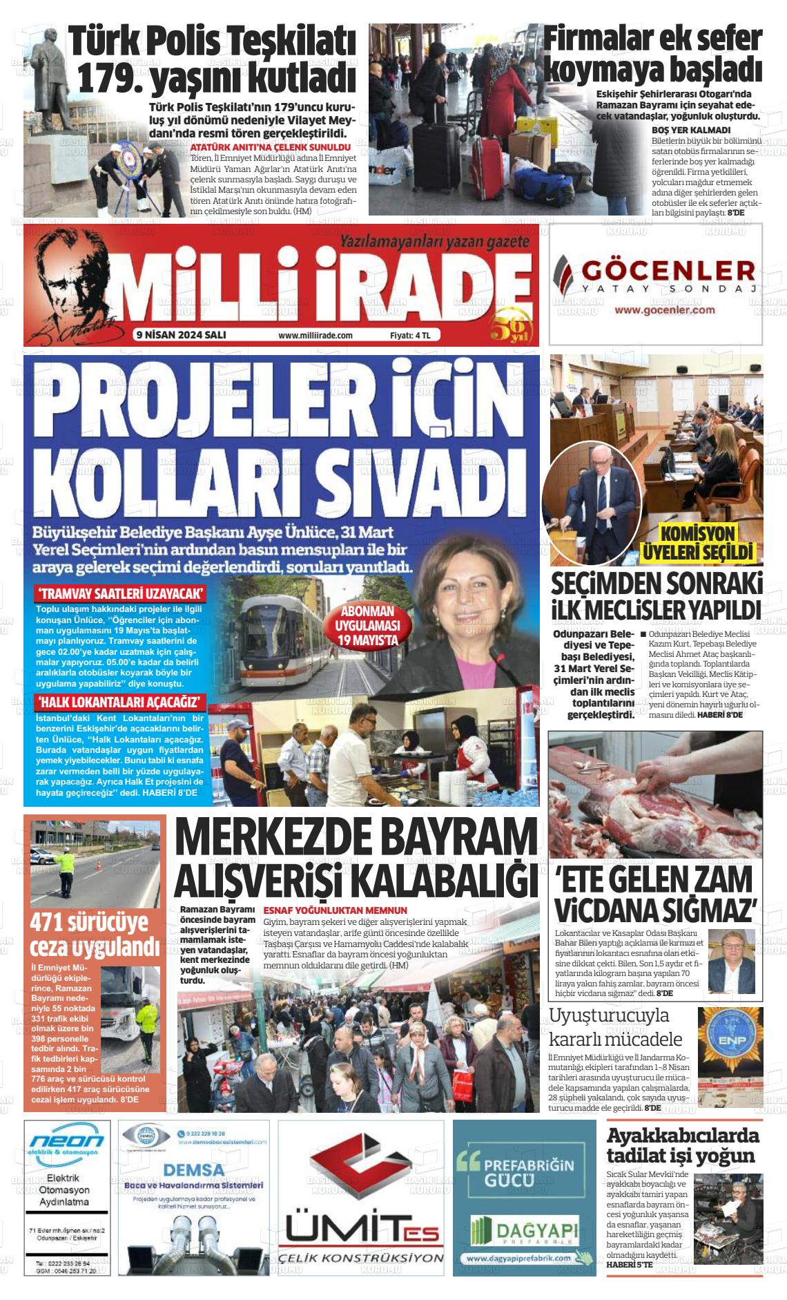 09 Nisan 2024 Milli İrade Gazete Manşeti