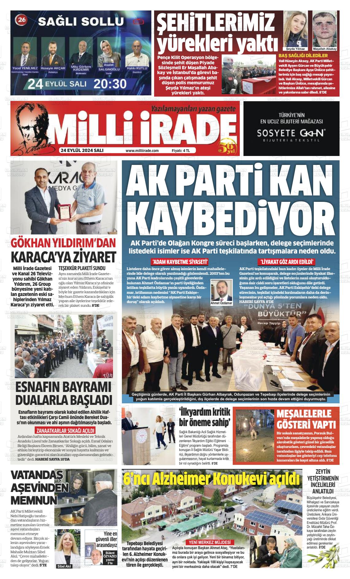 25 Eylül 2024 Milli İrade Gazete Manşeti