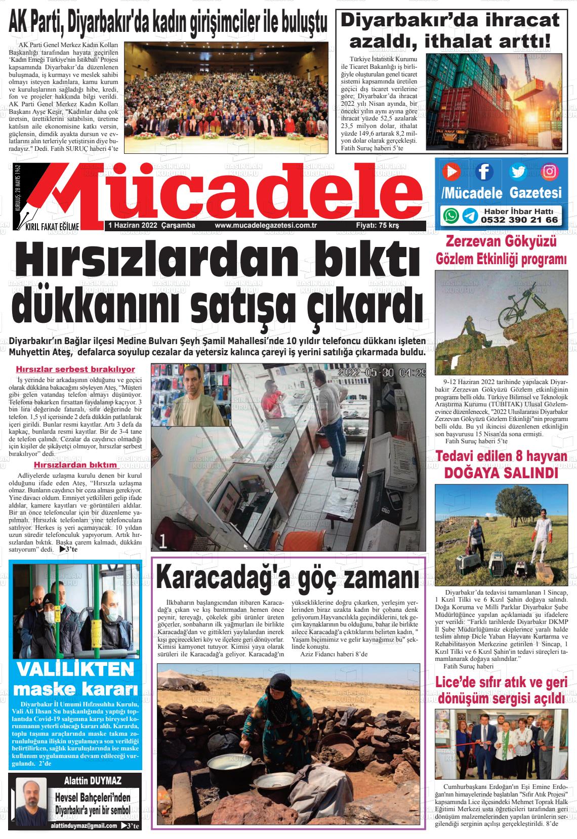 01 Haziran 2022 Mücadele Gazete Manşeti