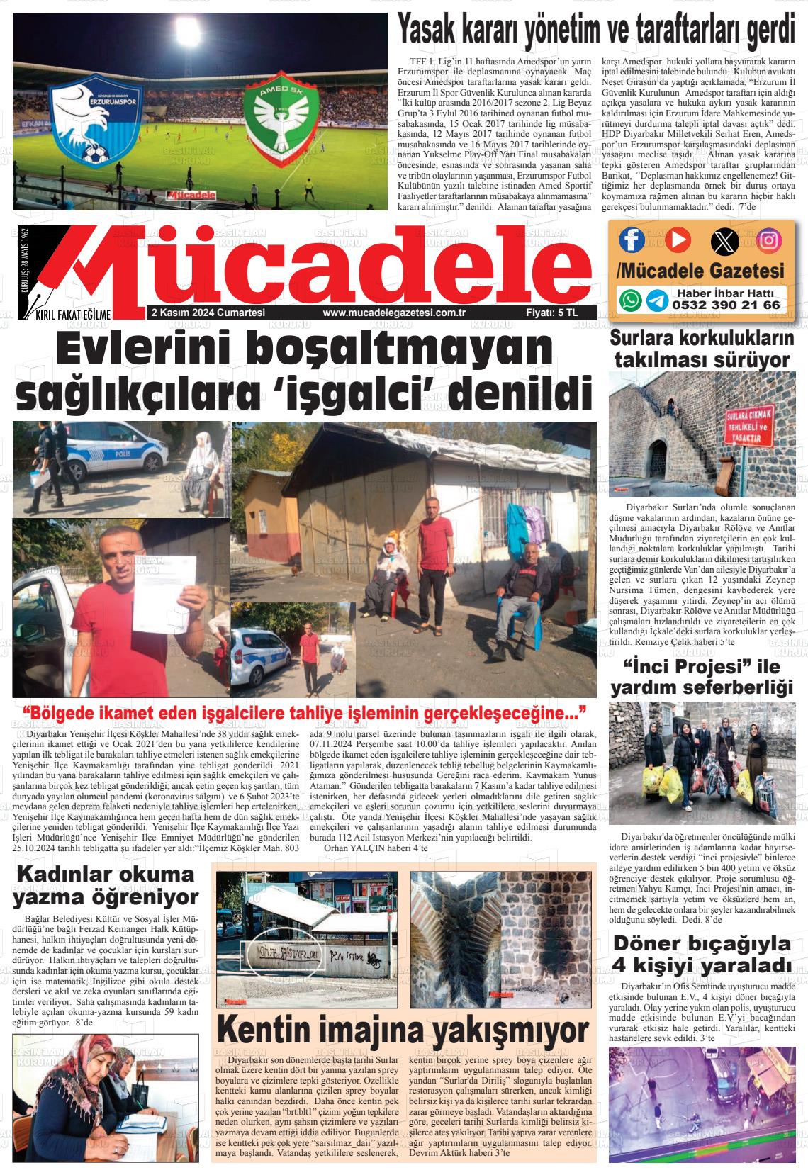 02 Kasım 2024 Mücadele Gazete Manşeti