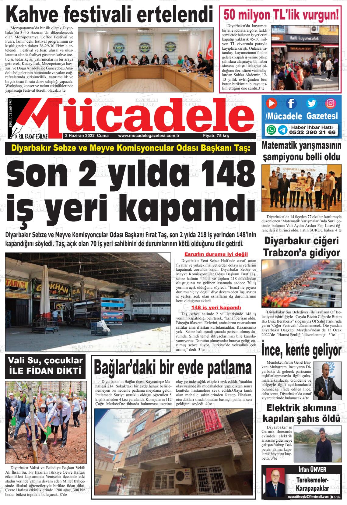 03 Haziran 2022 Mücadele Gazete Manşeti