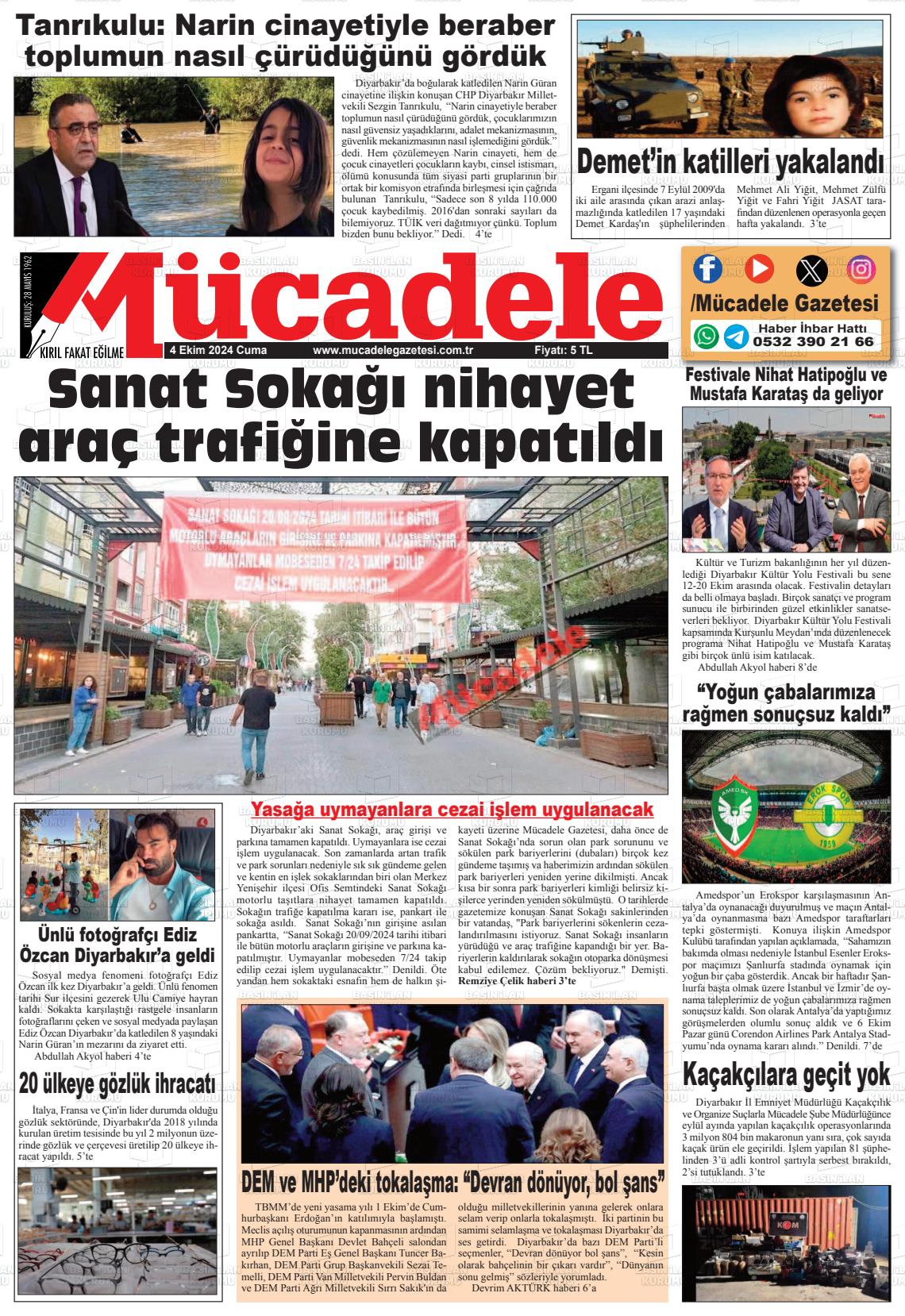 04 Ekim 2024 Mücadele Gazete Manşeti