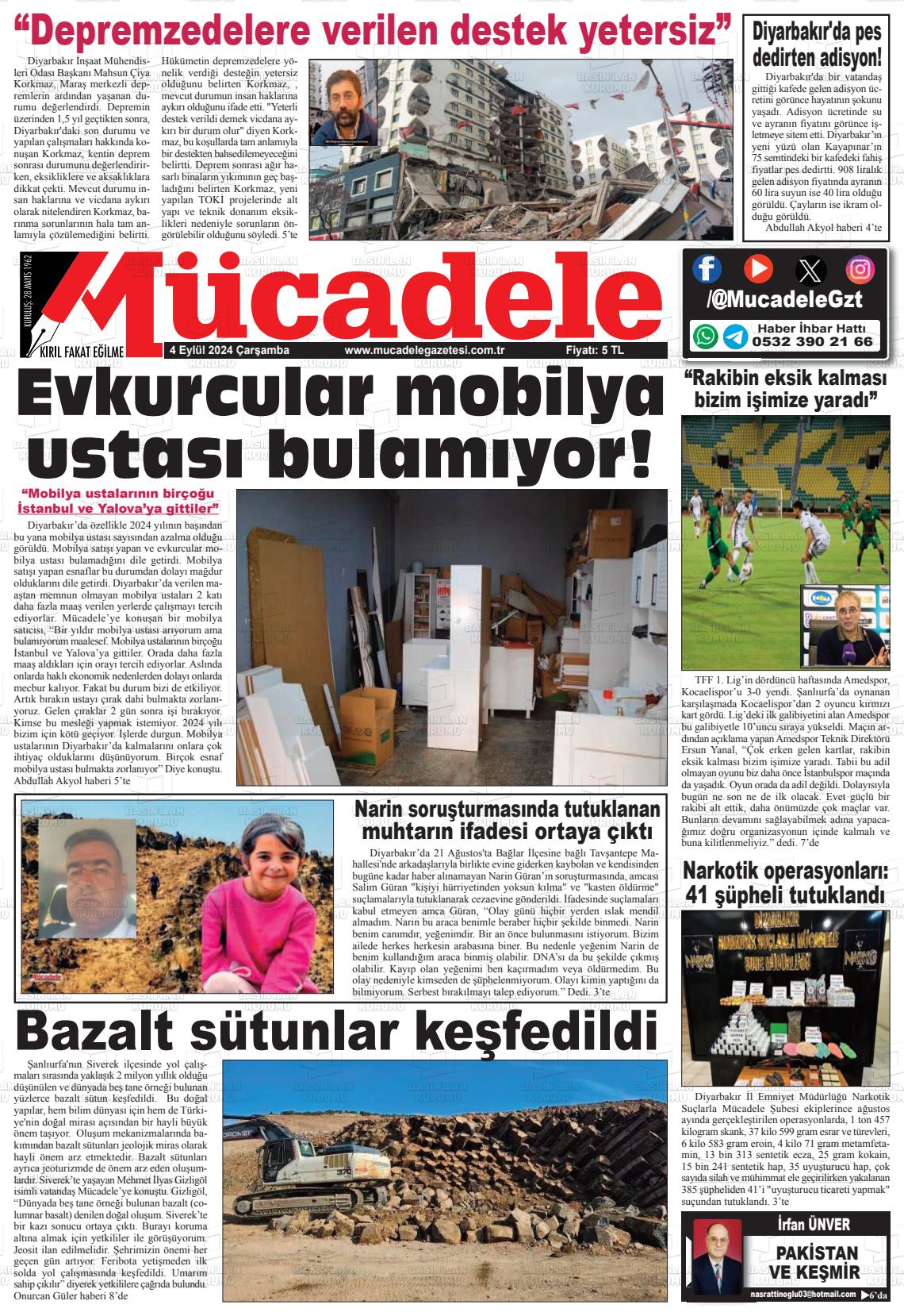 04 Eylül 2024 Mücadele Gazete Manşeti