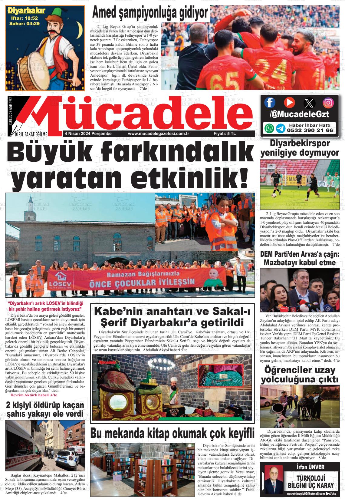 04 Nisan 2024 Mücadele Gazete Manşeti