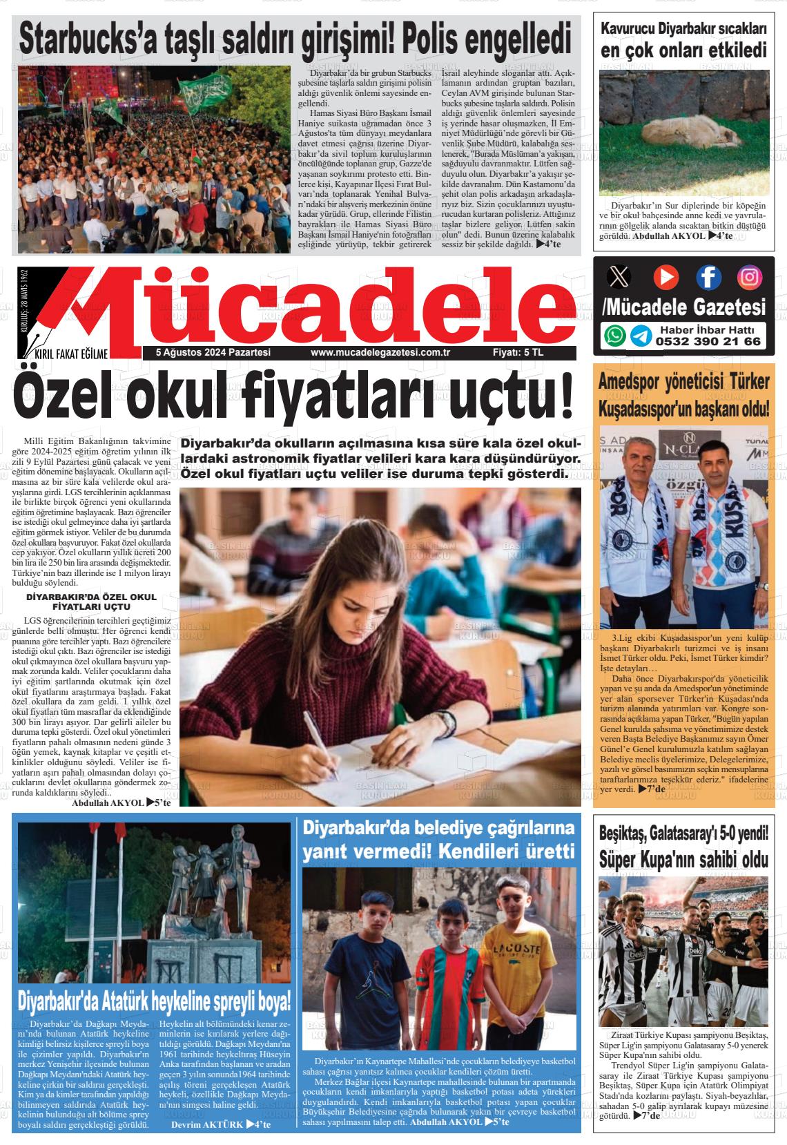 05 Ağustos 2024 Mücadele Gazete Manşeti