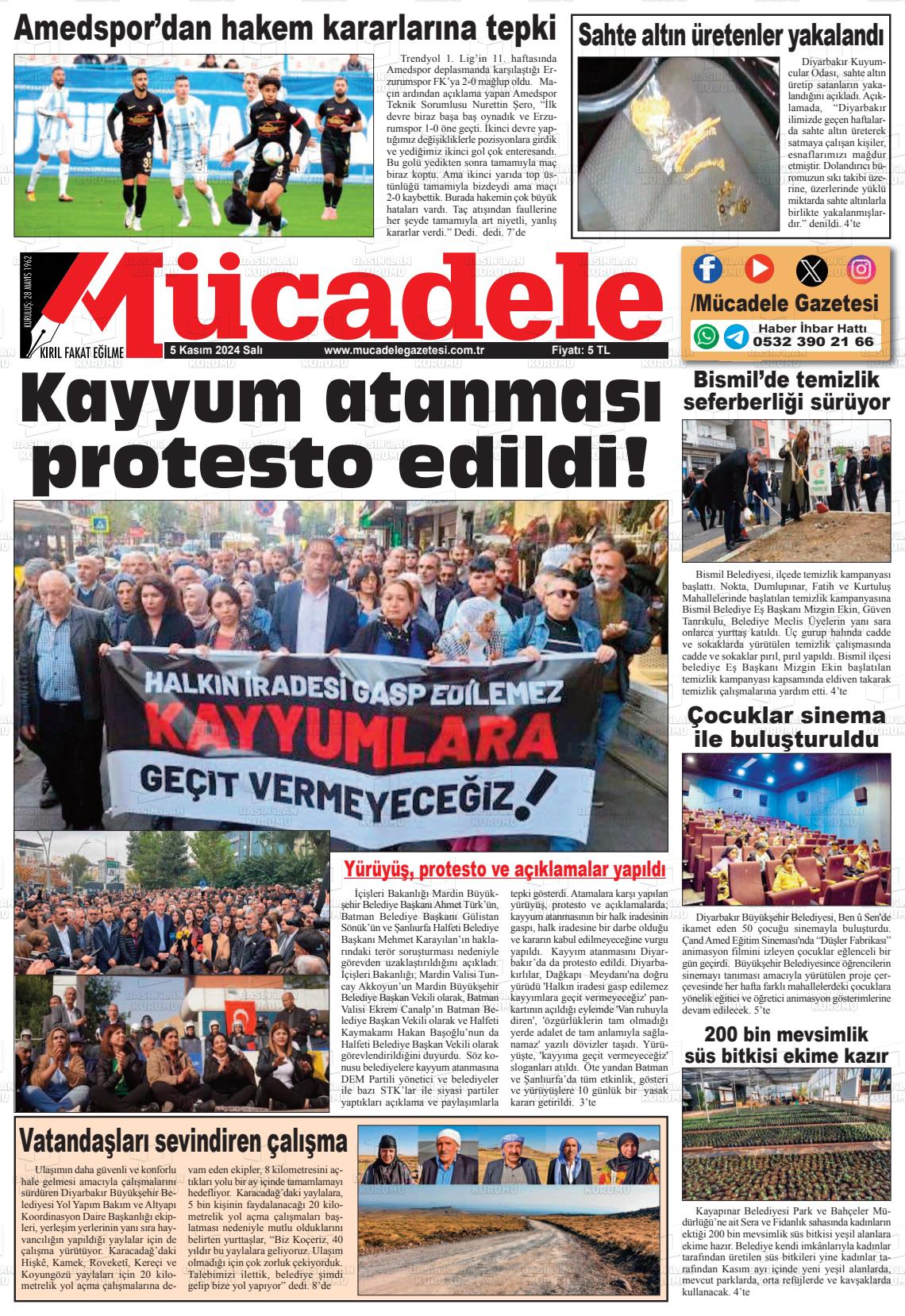 05 Kasım 2024 Mücadele Gazete Manşeti