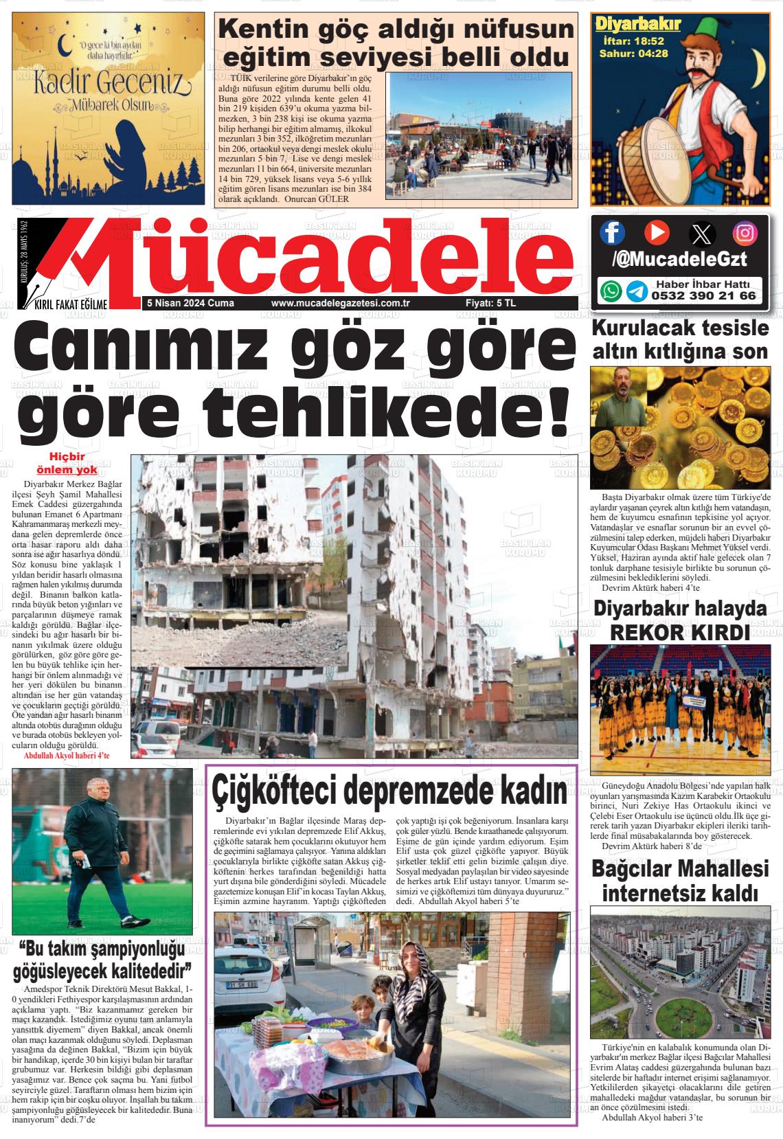 05 Nisan 2024 Mücadele Gazete Manşeti